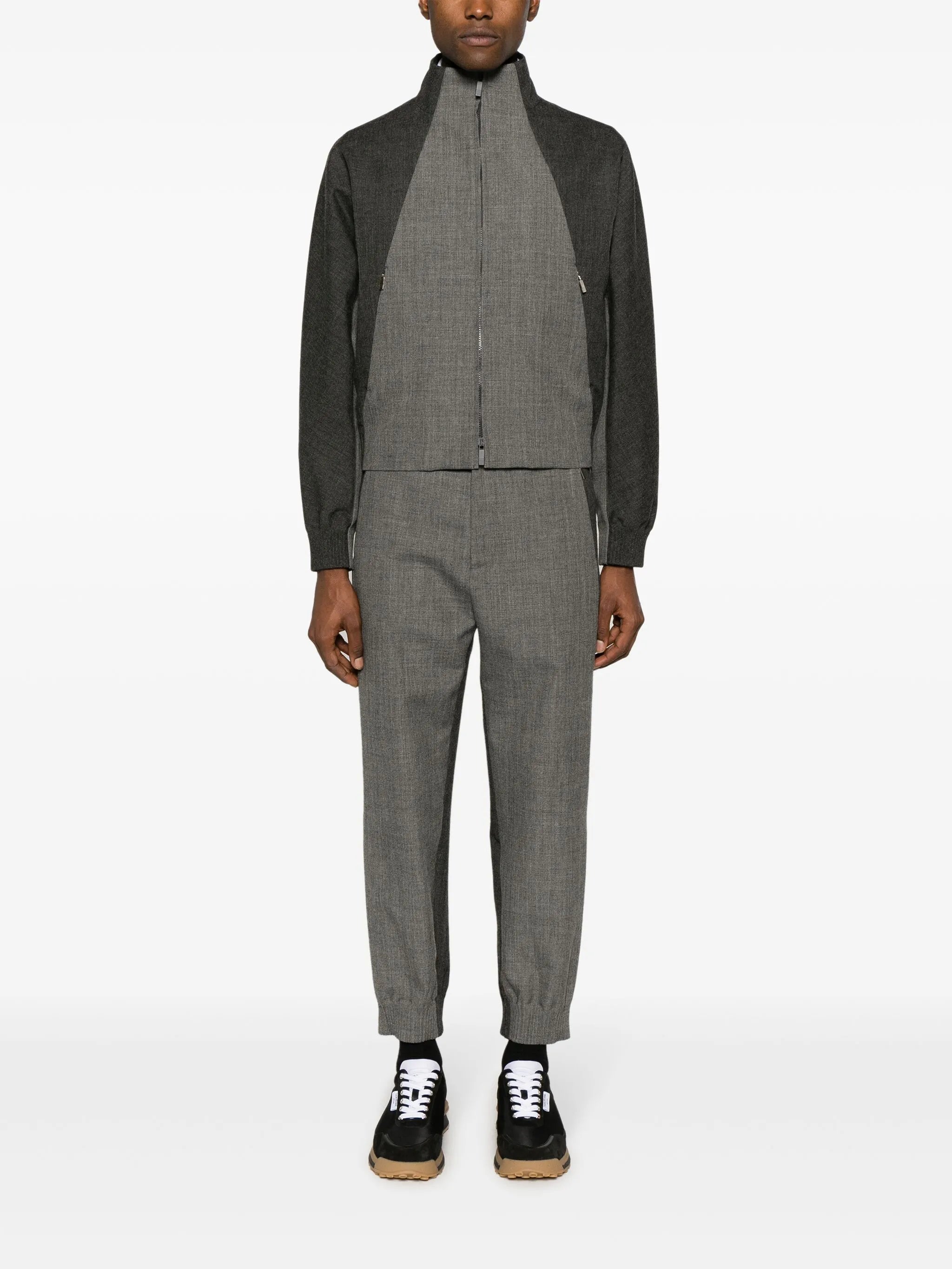 virgin wool panelled jacket