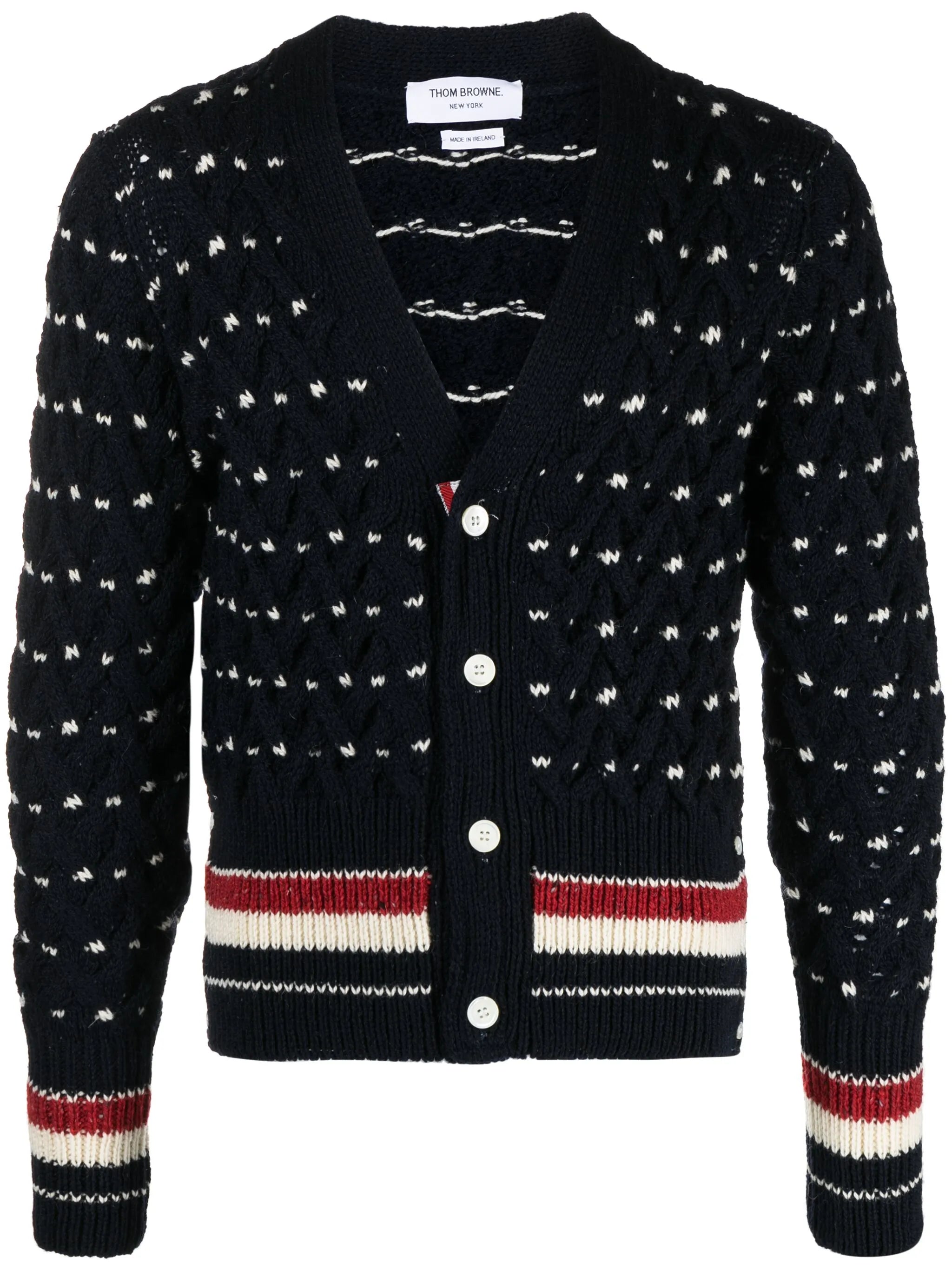 RWB stripe cable-knit cardigan