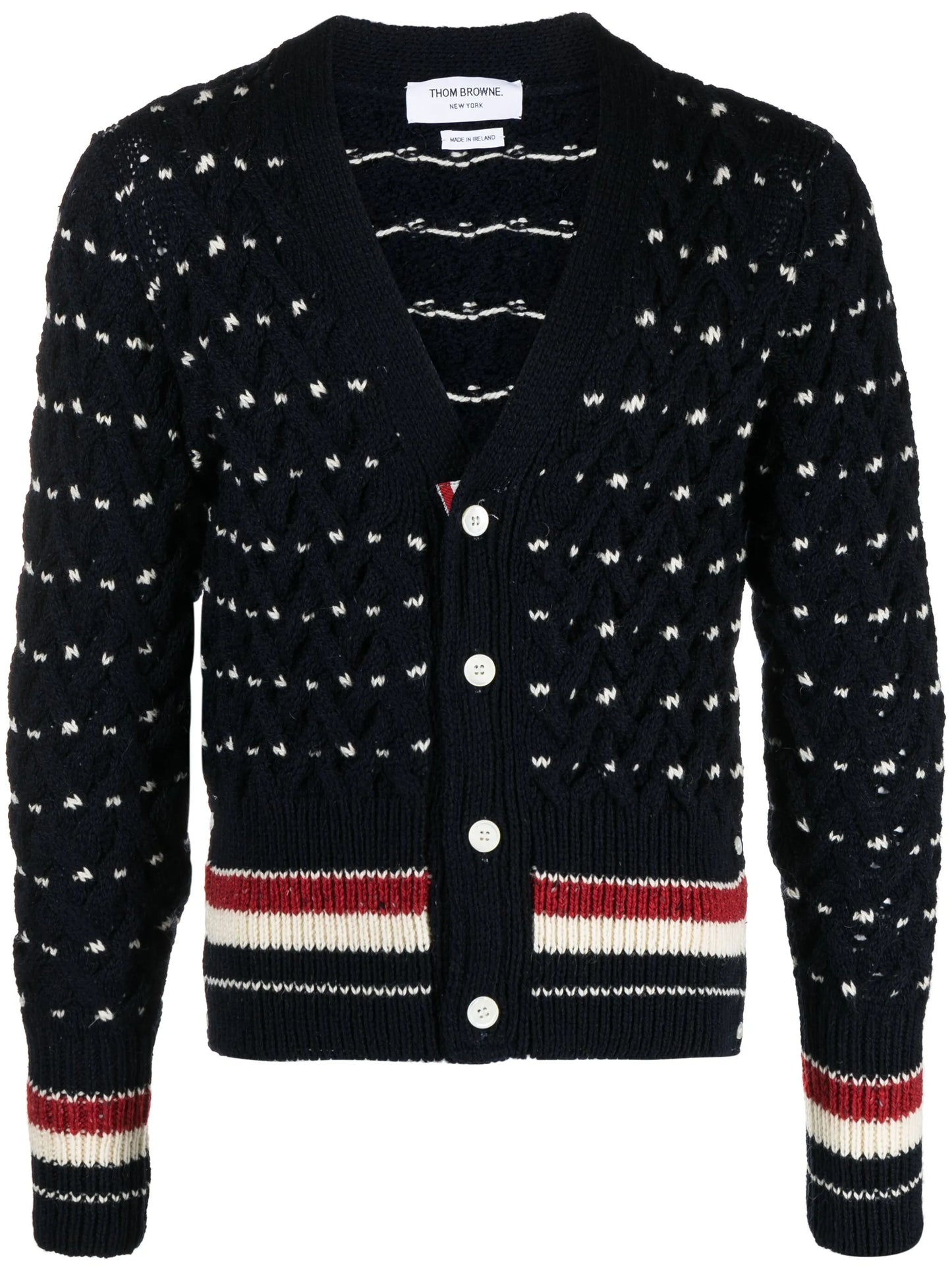 RWB stripe cable-knit cardigan