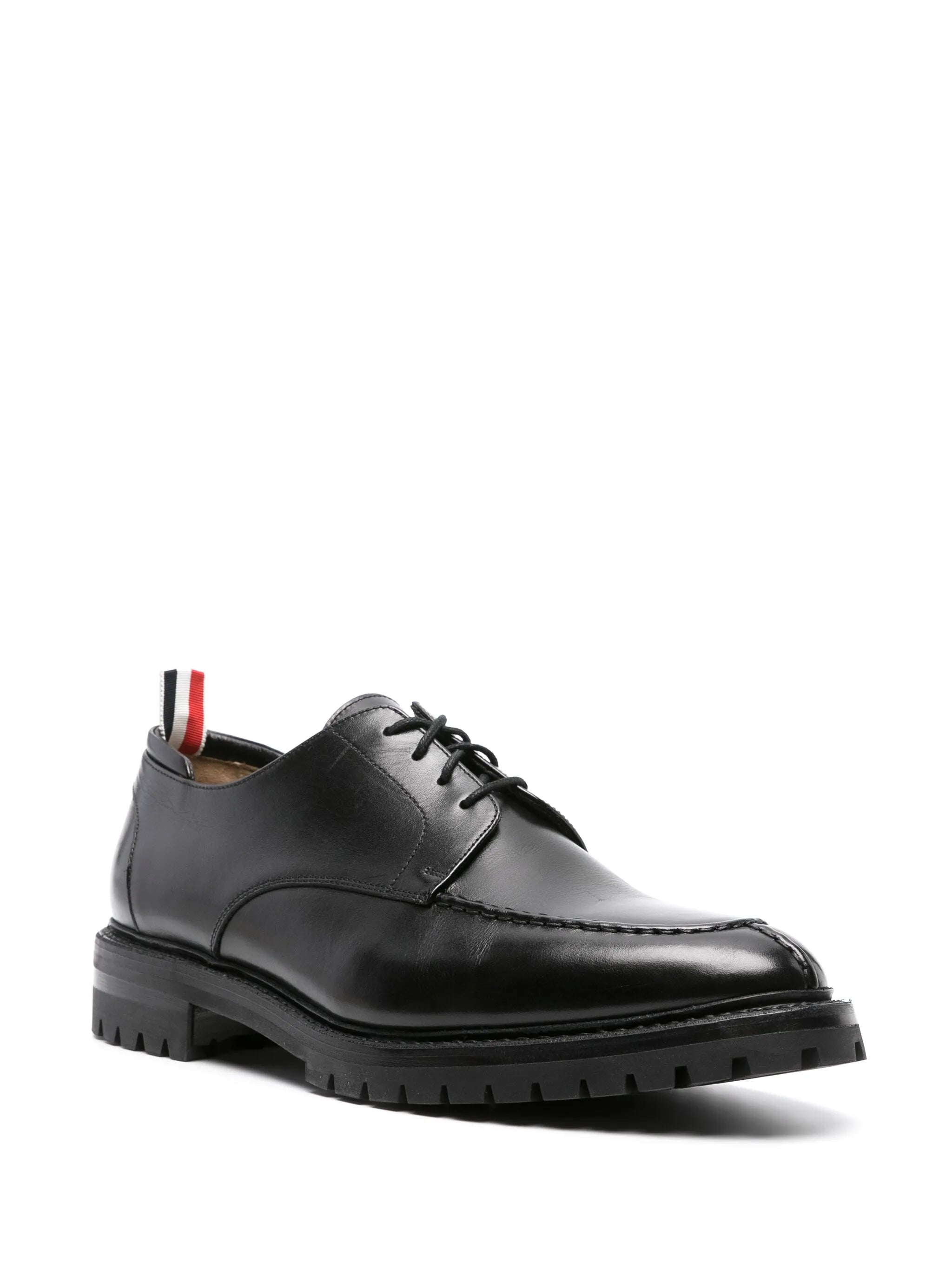 almond-toe leather derby shoes