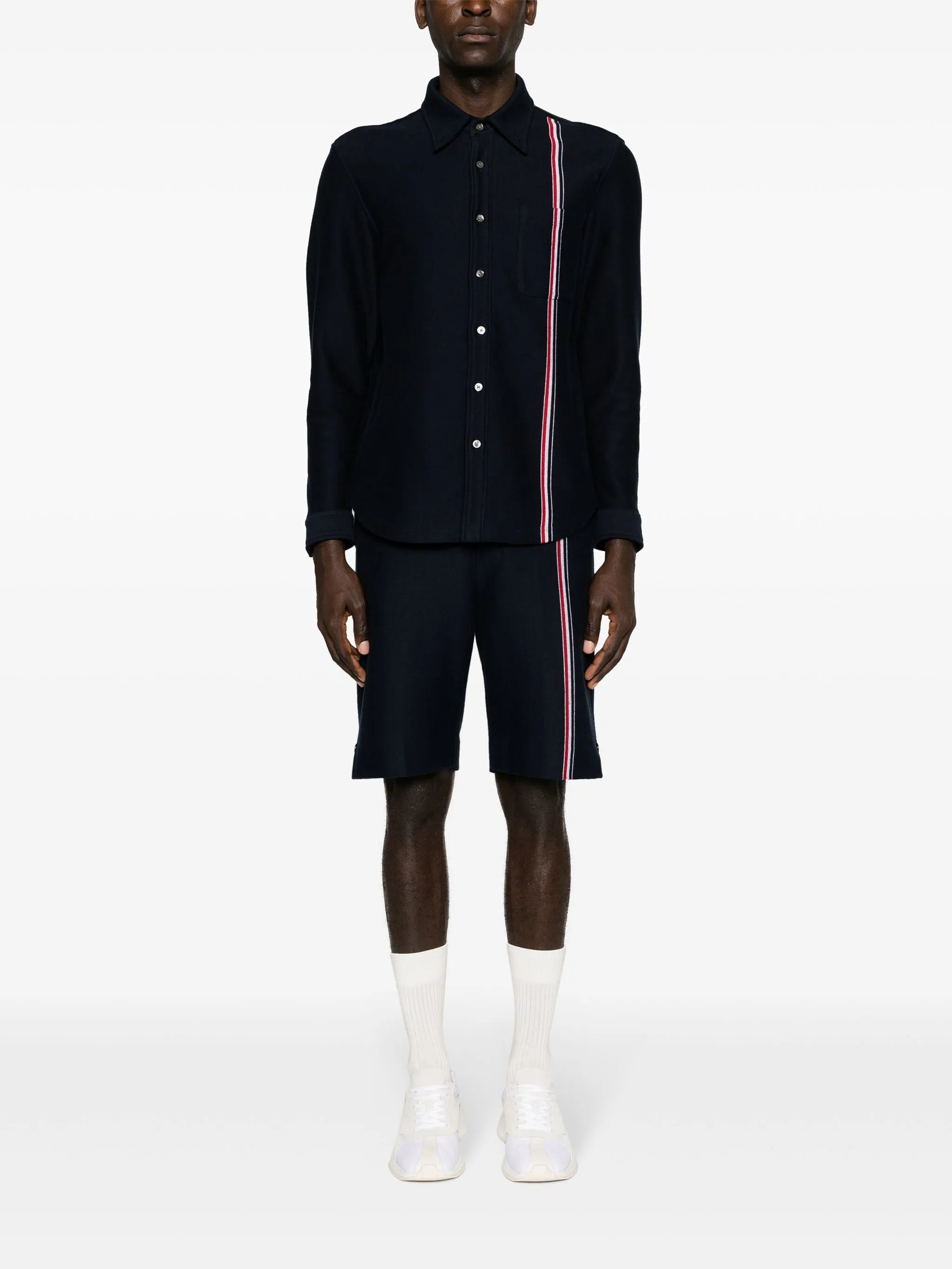 RWB-stripe cotton shirt jacket
