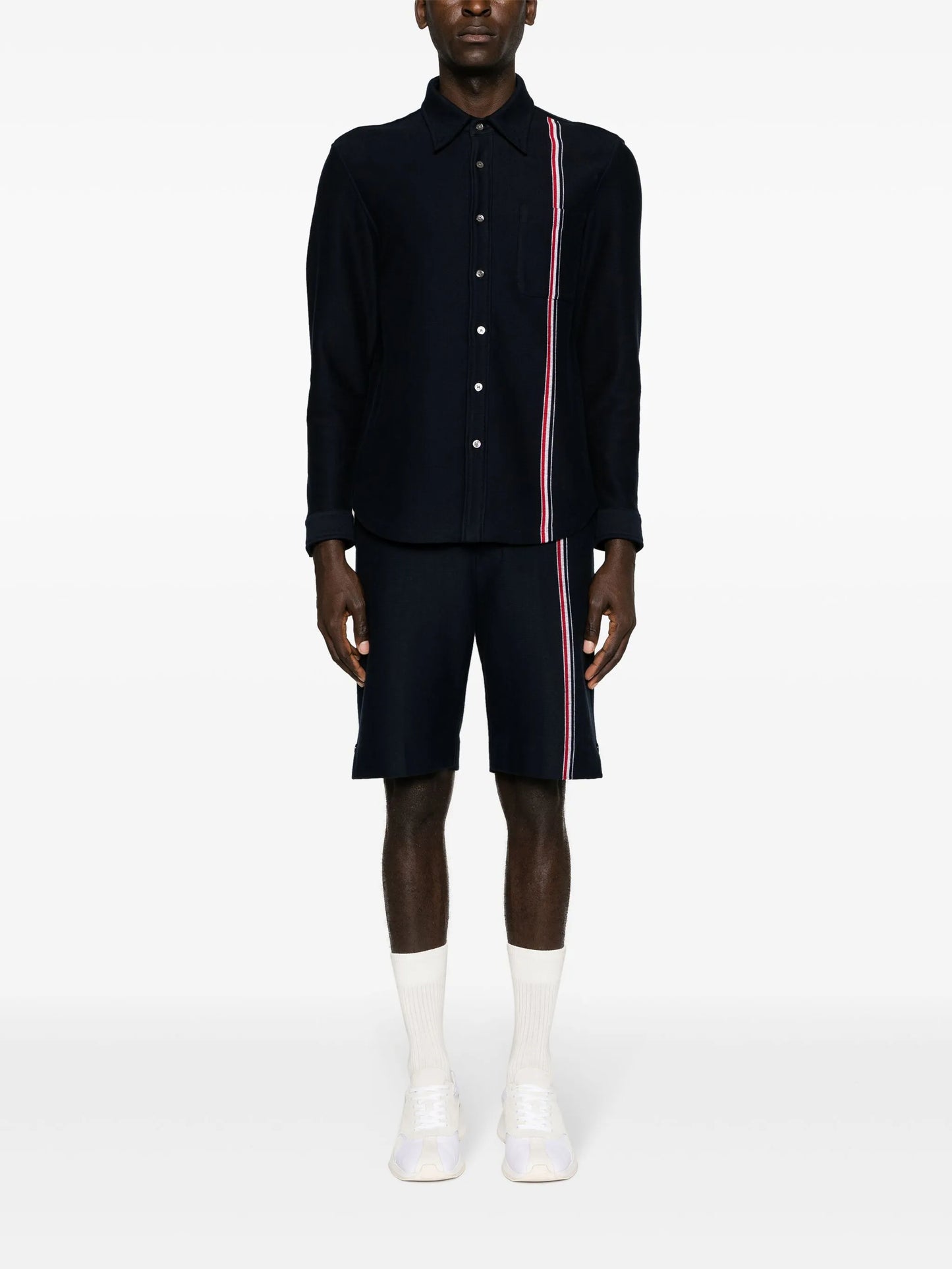 RWB-stripe cotton shirt jacket