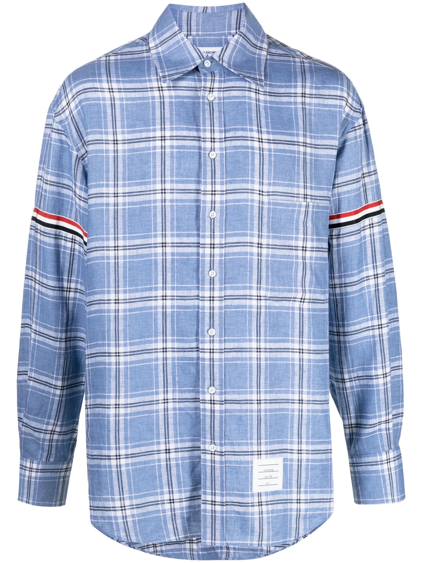 RWB stripe checked linen shirt
