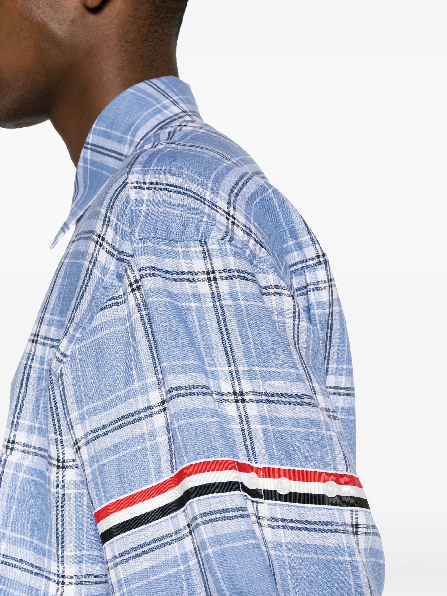RWB stripe checked linen shirt