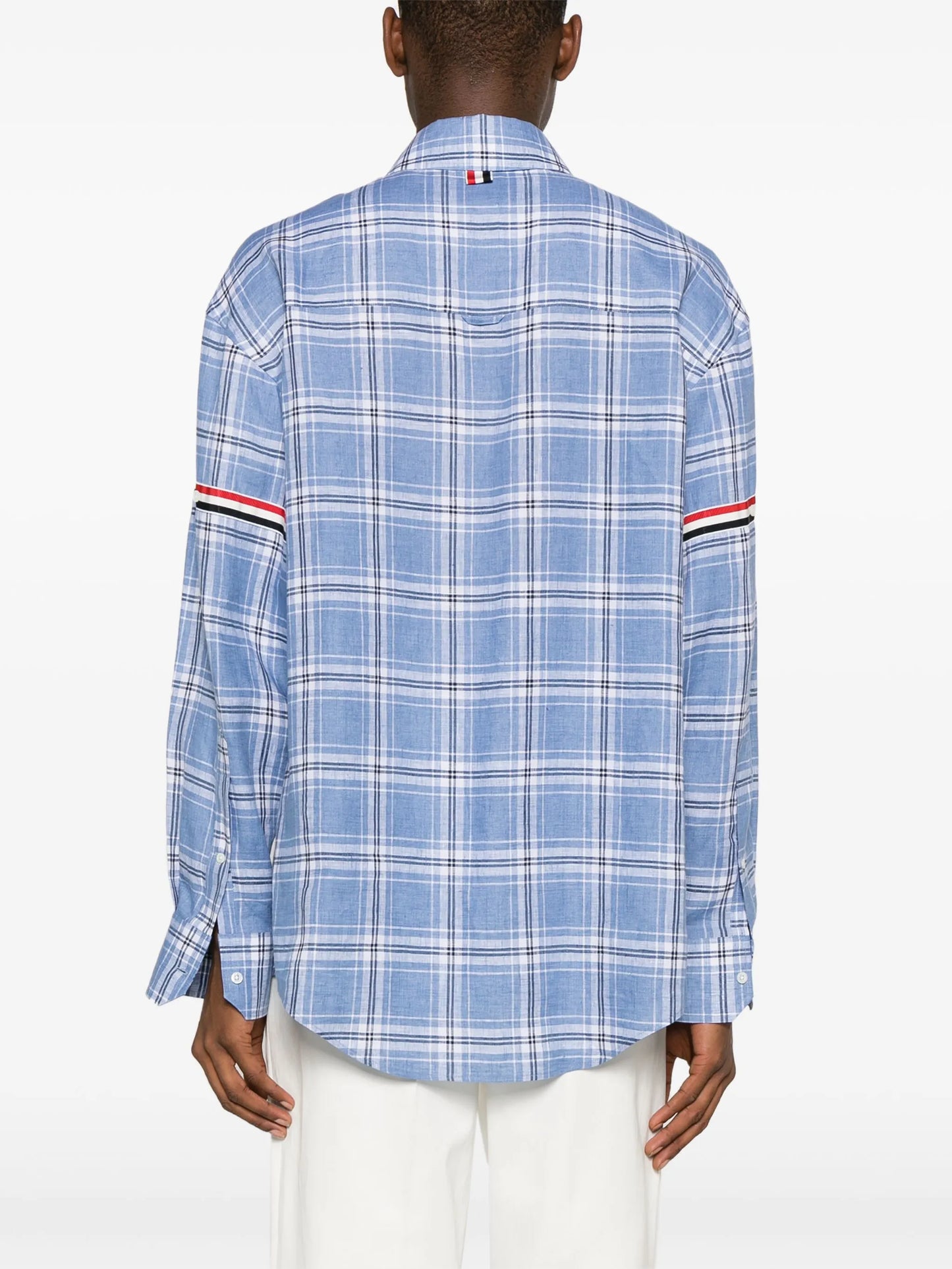 RWB stripe checked linen shirt