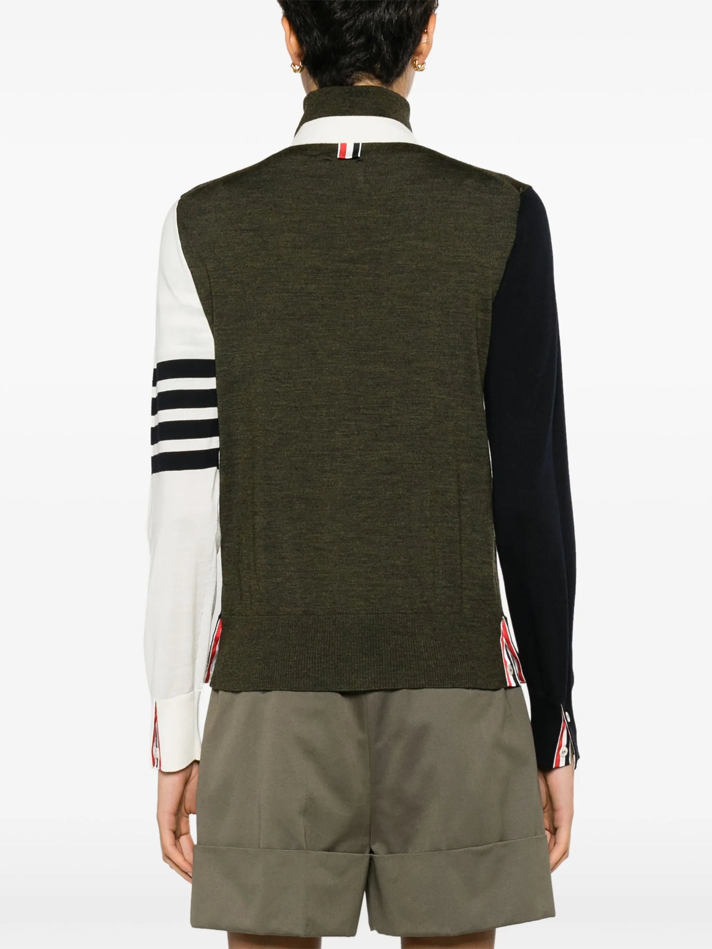 semi-sheer panelled knitted cardigan