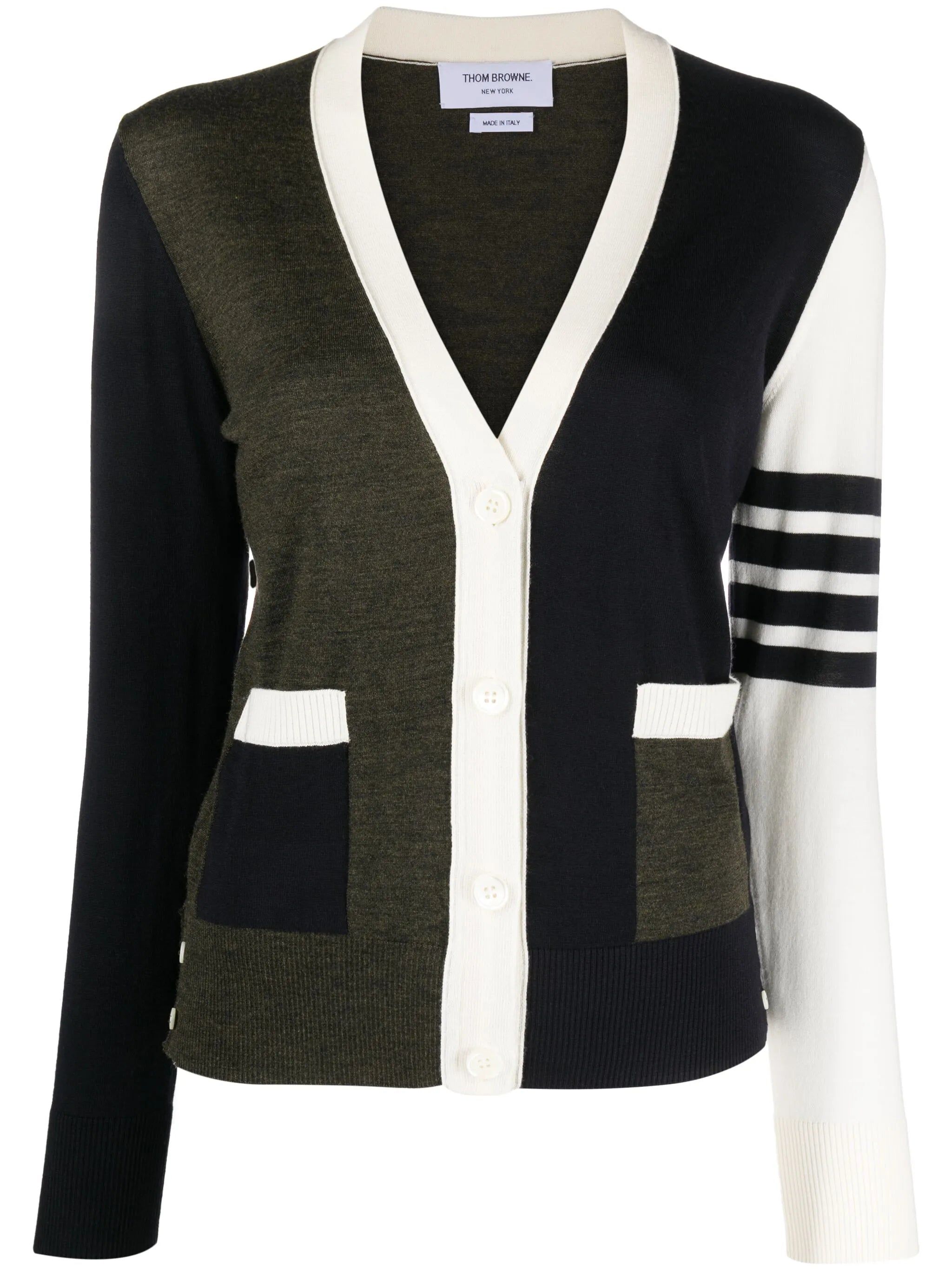 semi-sheer panelled knitted cardigan