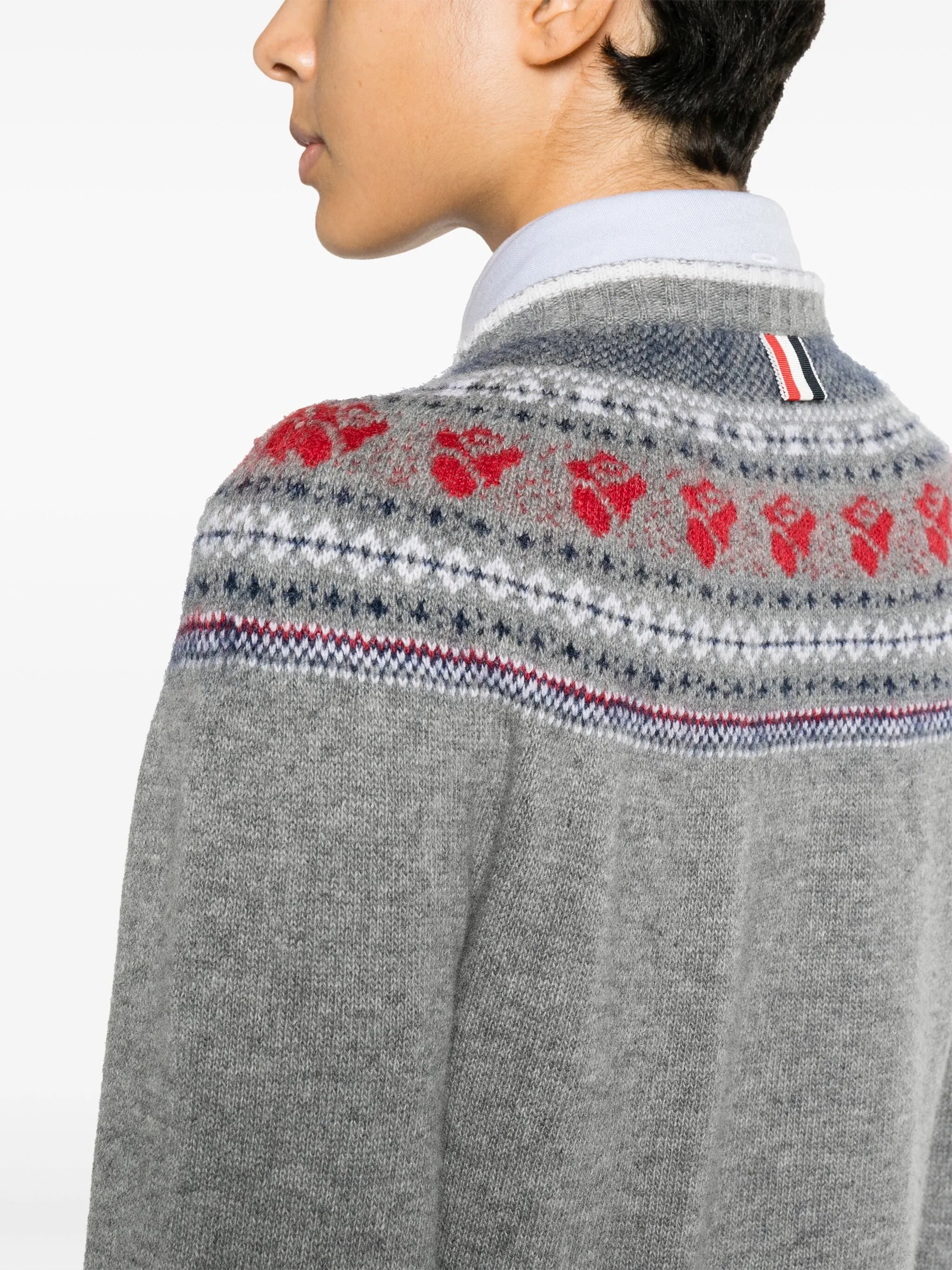 Rose Icelandic fair-isle intarsia cardigan