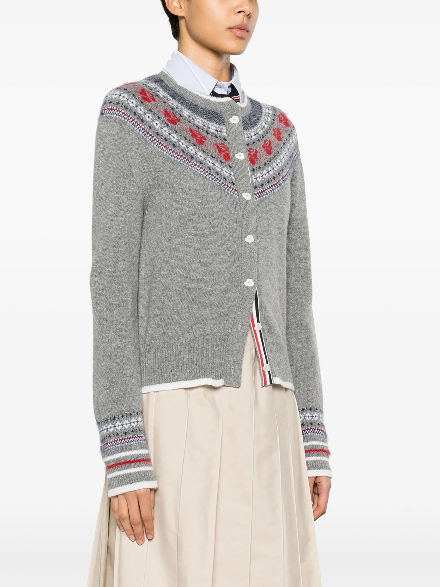 Rose Icelandic fair-isle intarsia cardigan
