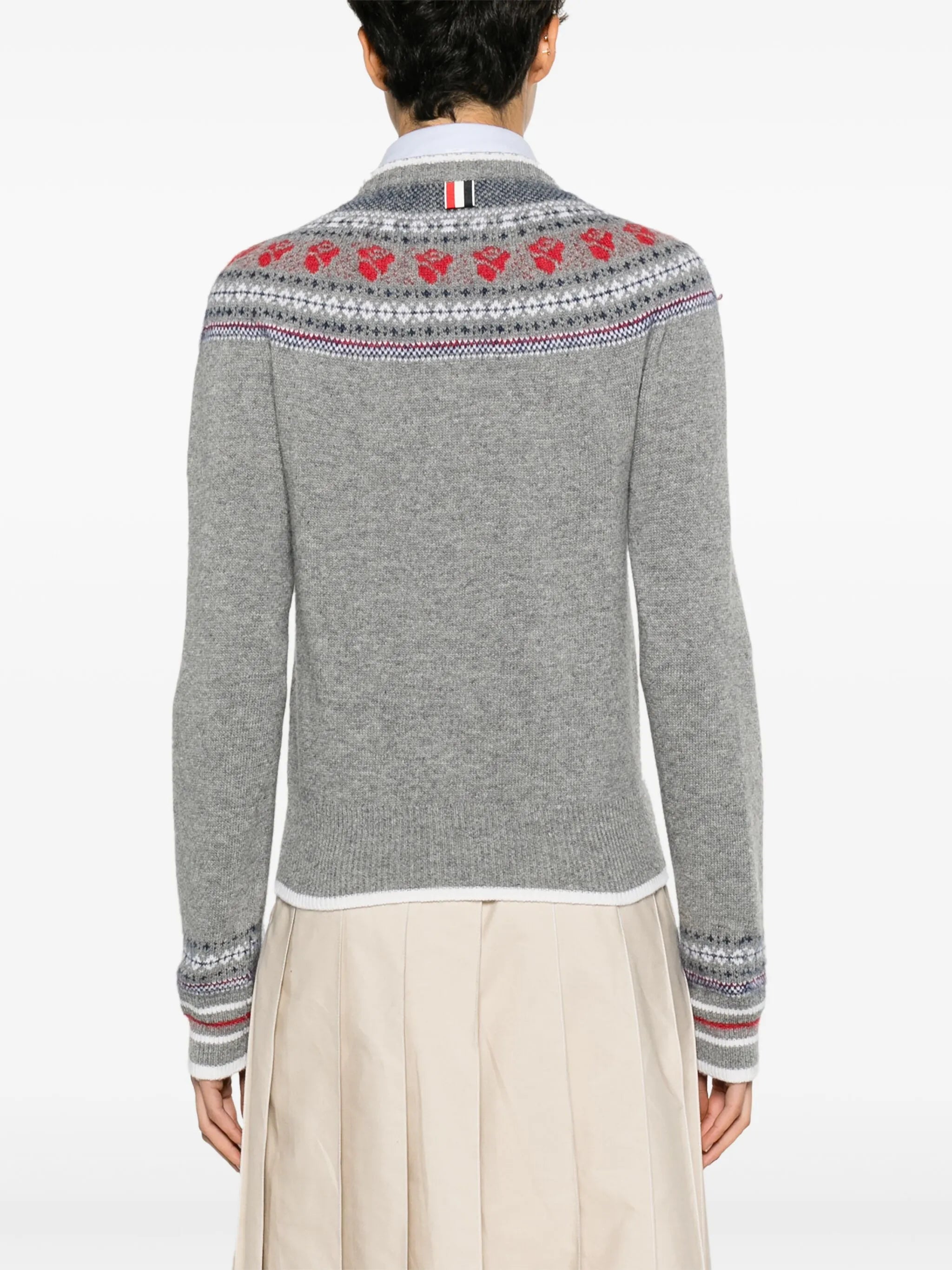 Rose Icelandic fair-isle intarsia cardigan