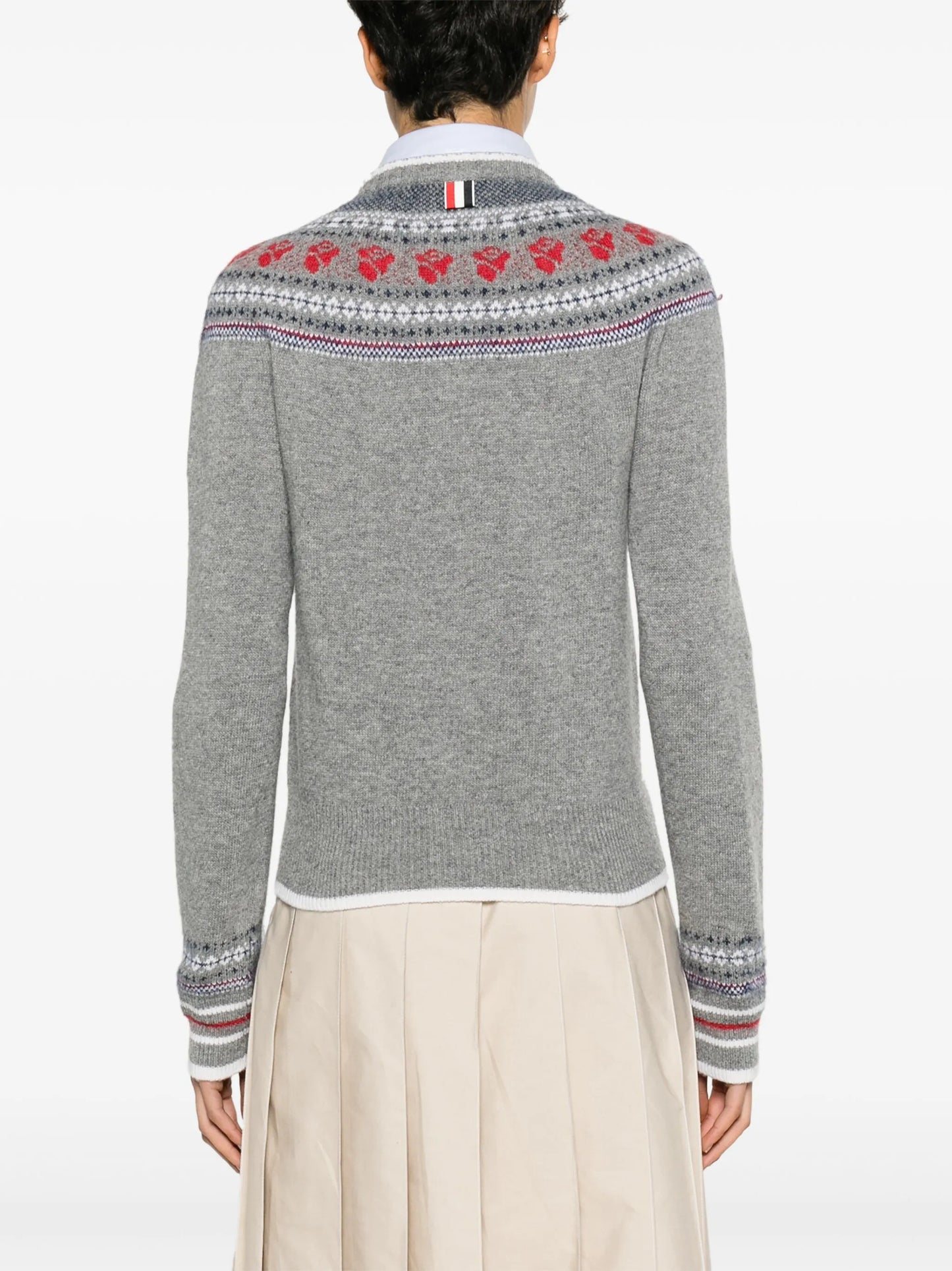 Rose Icelandic fair-isle intarsia cardigan