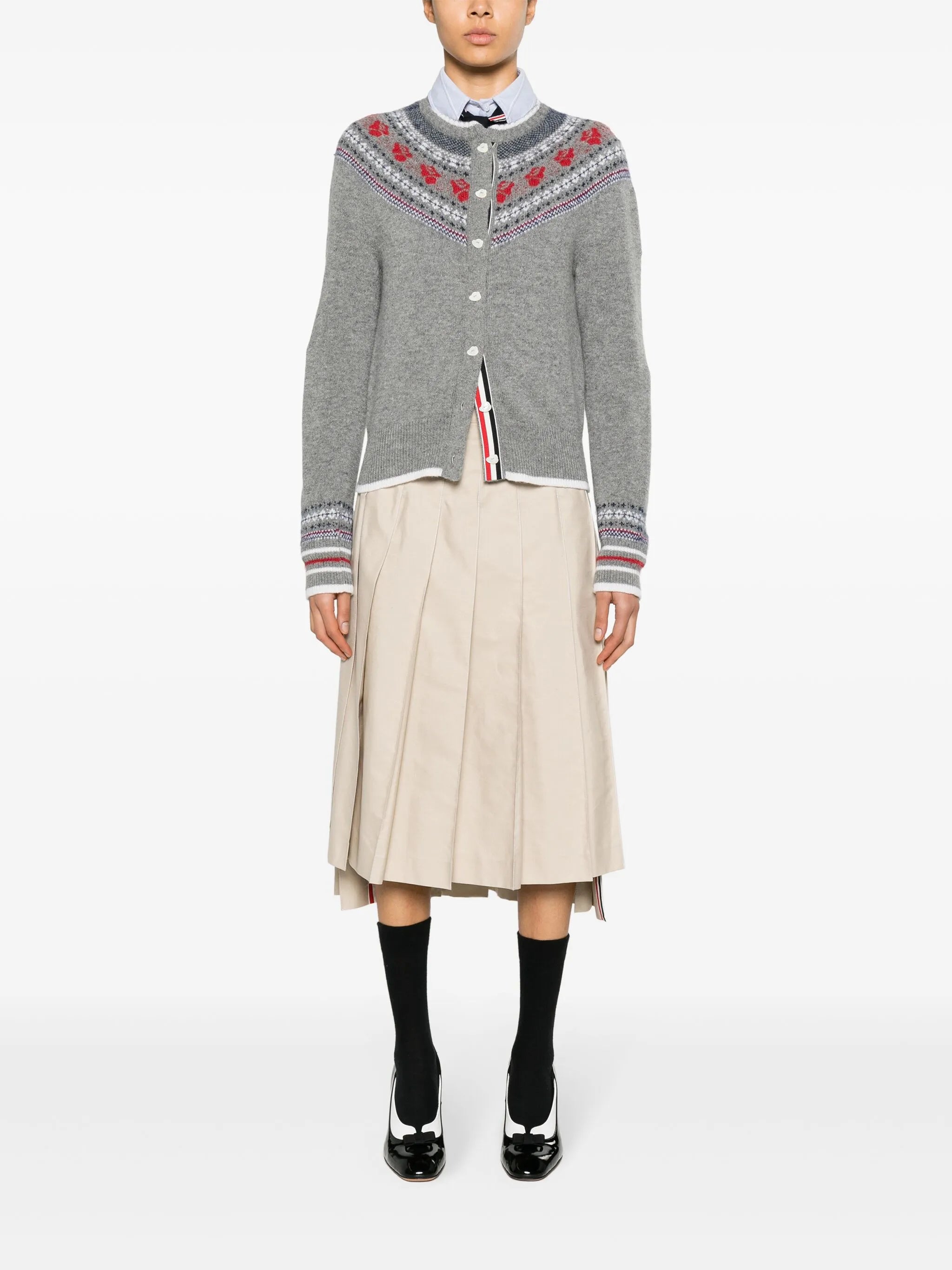 Rose Icelandic fair-isle intarsia cardigan