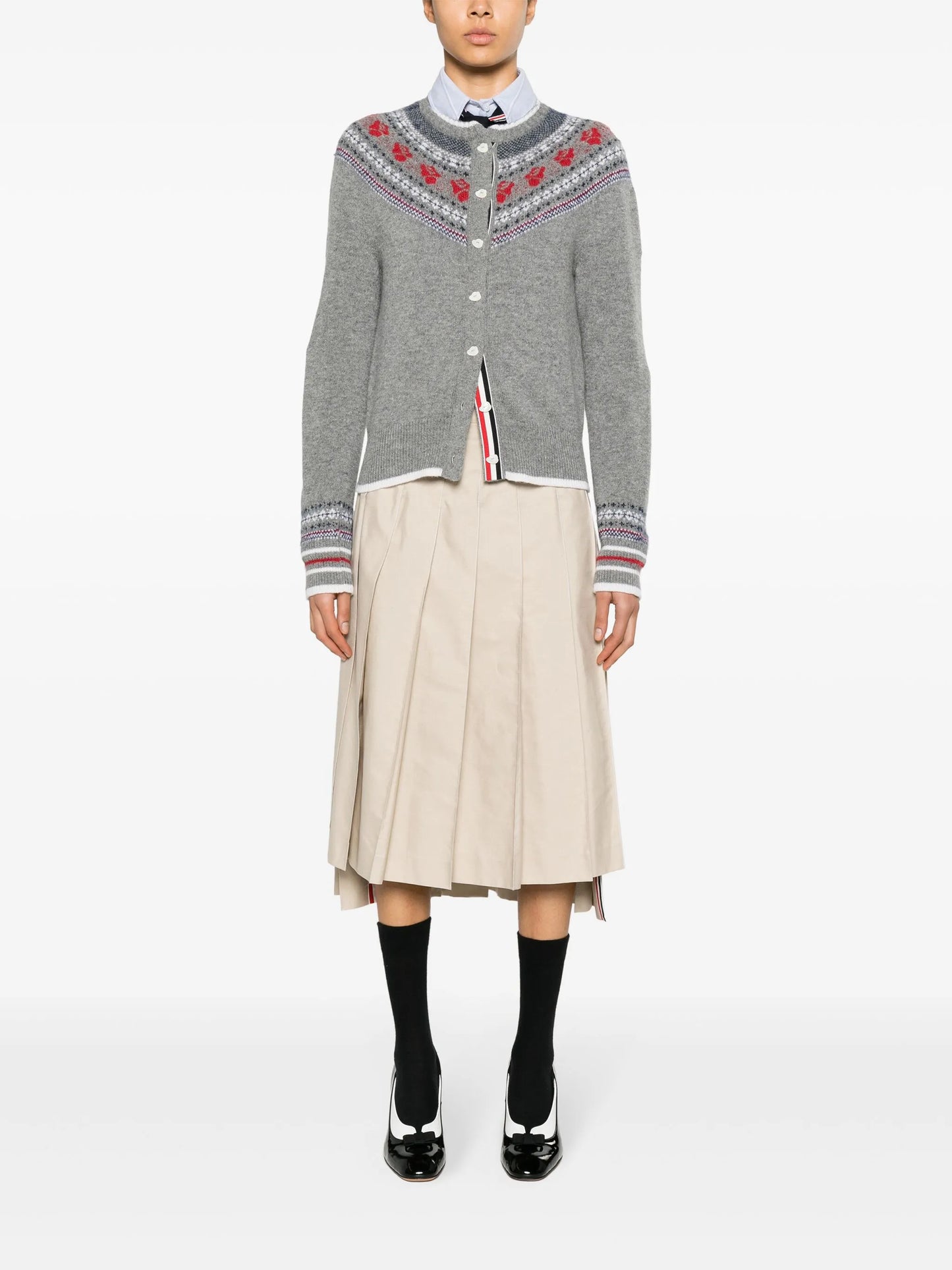 Rose Icelandic fair-isle intarsia cardigan