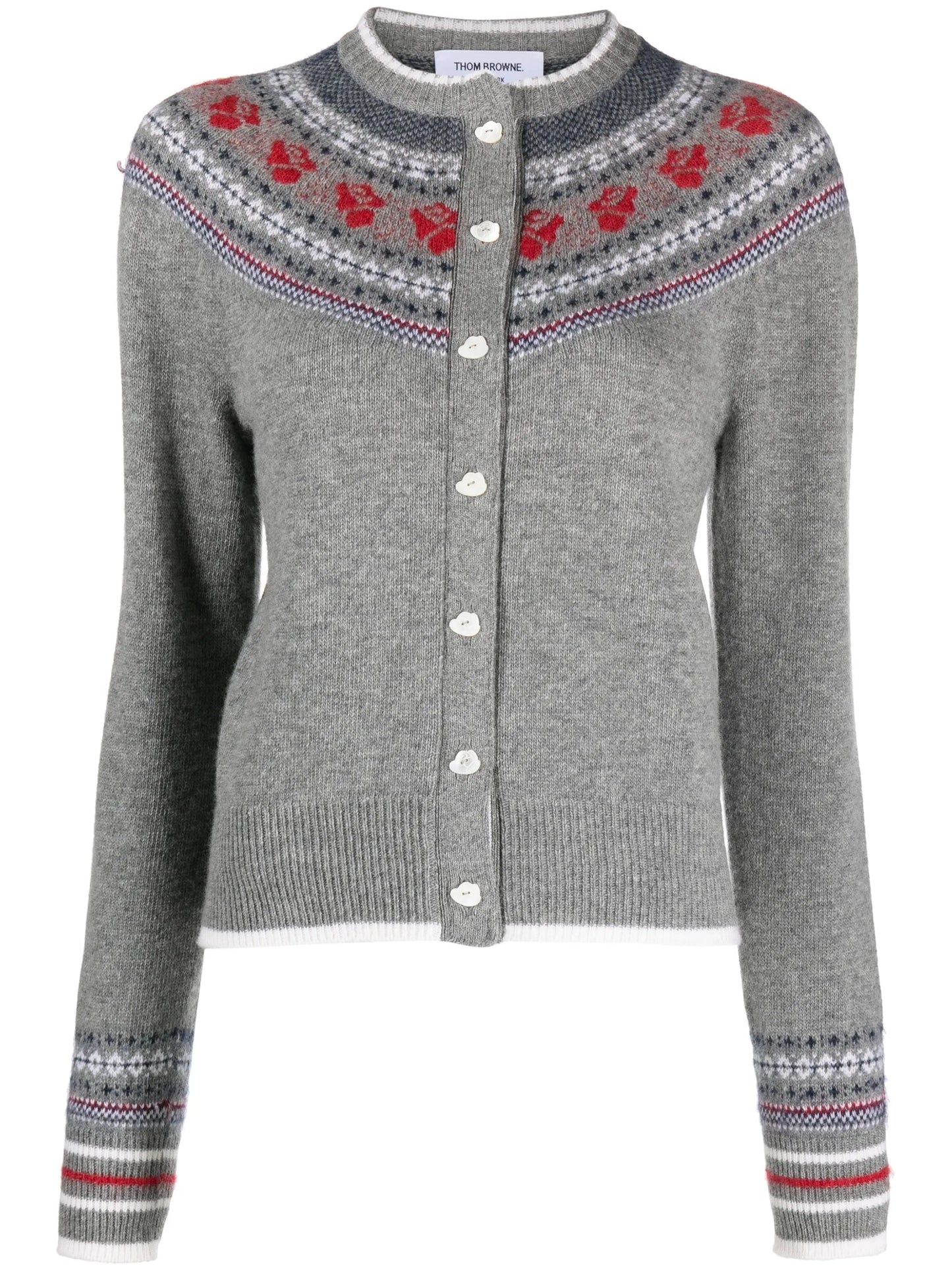 Rose Icelandic fair-isle intarsia cardigan