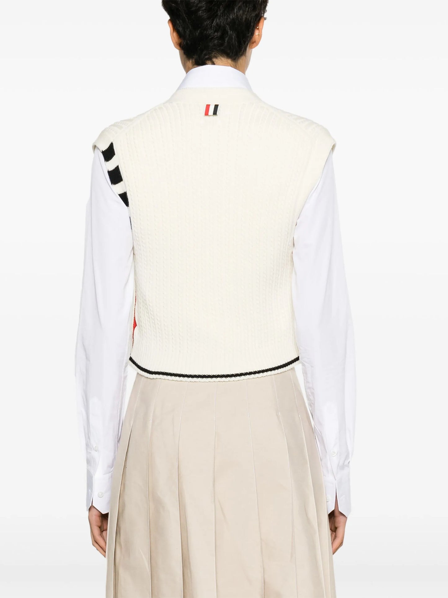 4-Bar stripe intarsia-knit vest