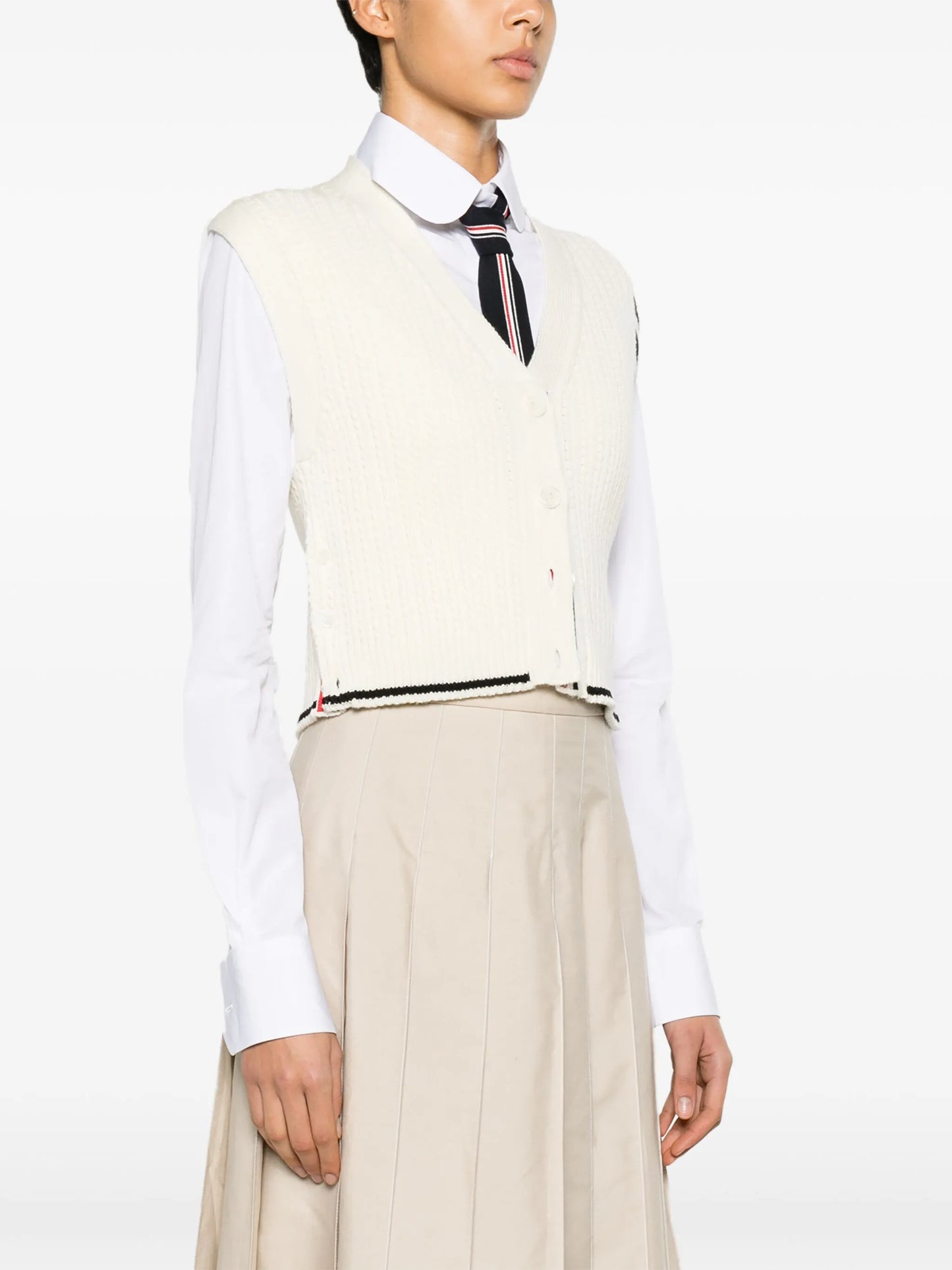 4-Bar stripe intarsia-knit vest