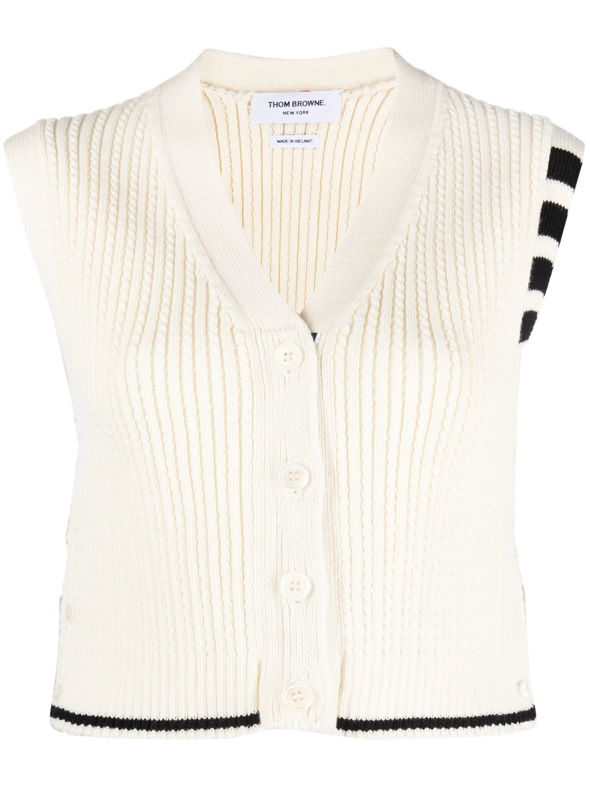 4-Bar stripe intarsia-knit vest