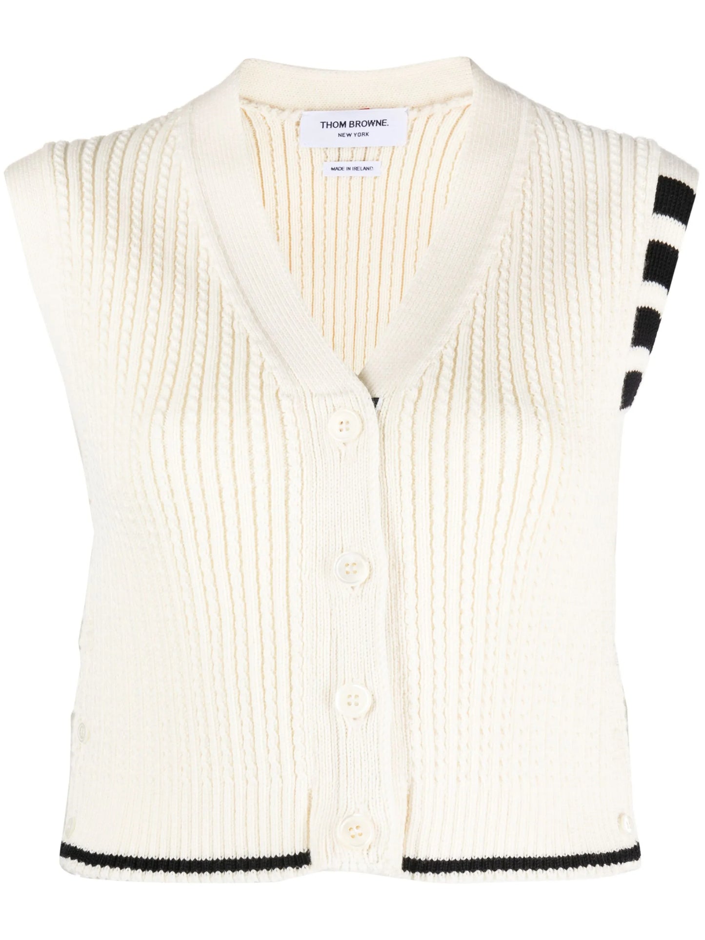 4-Bar stripe intarsia-knit vest