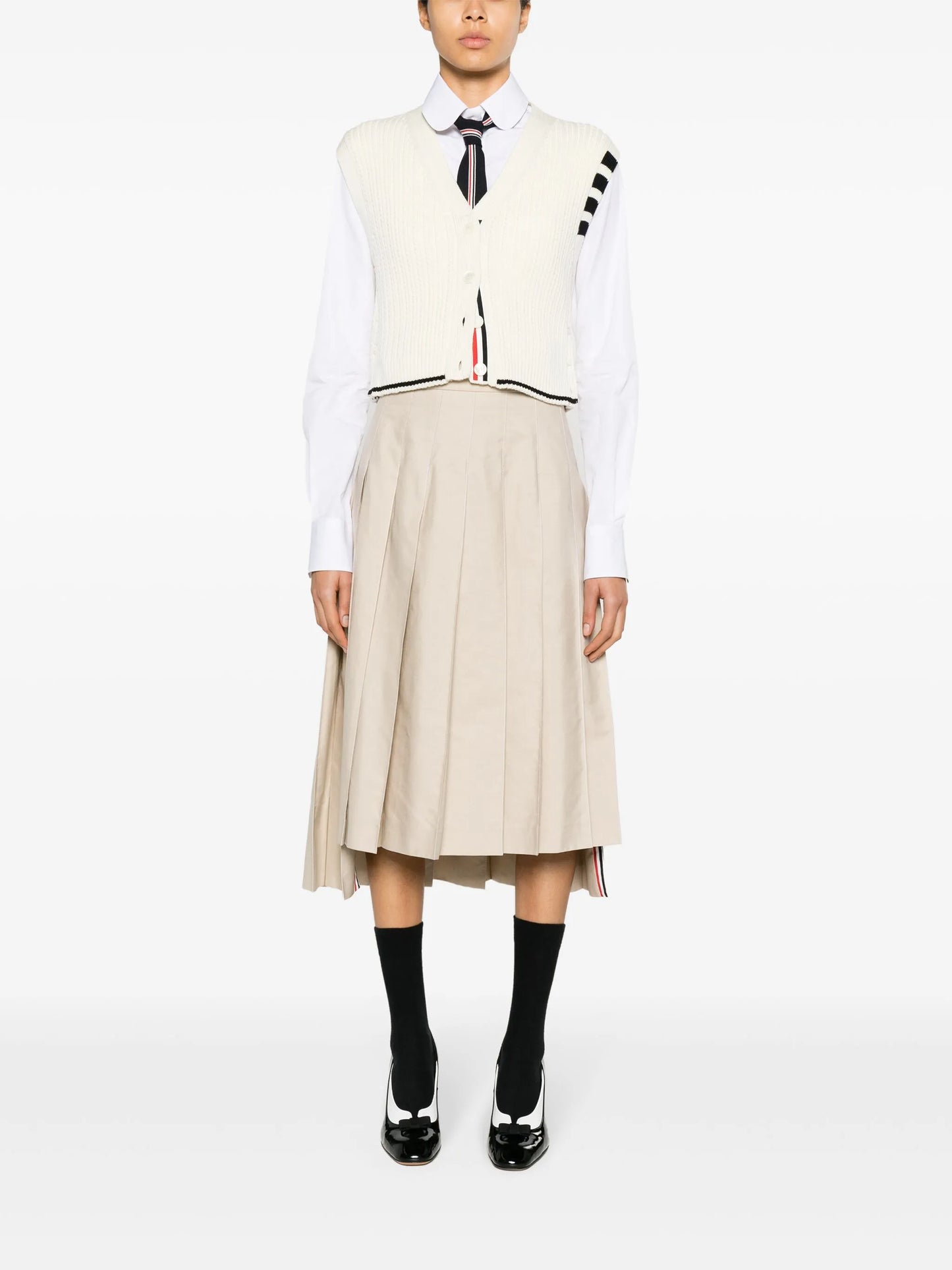 4-Bar stripe intarsia-knit vest