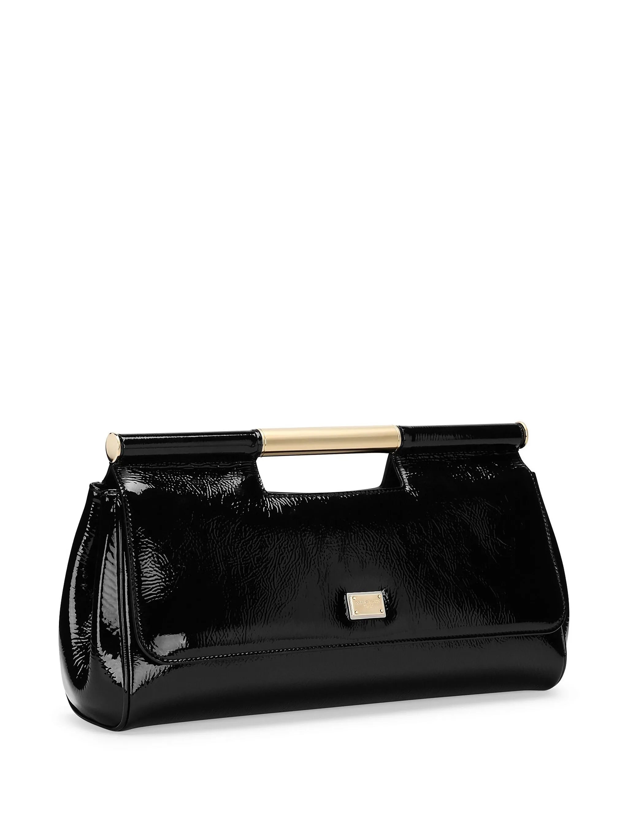patent-leather clutch bag