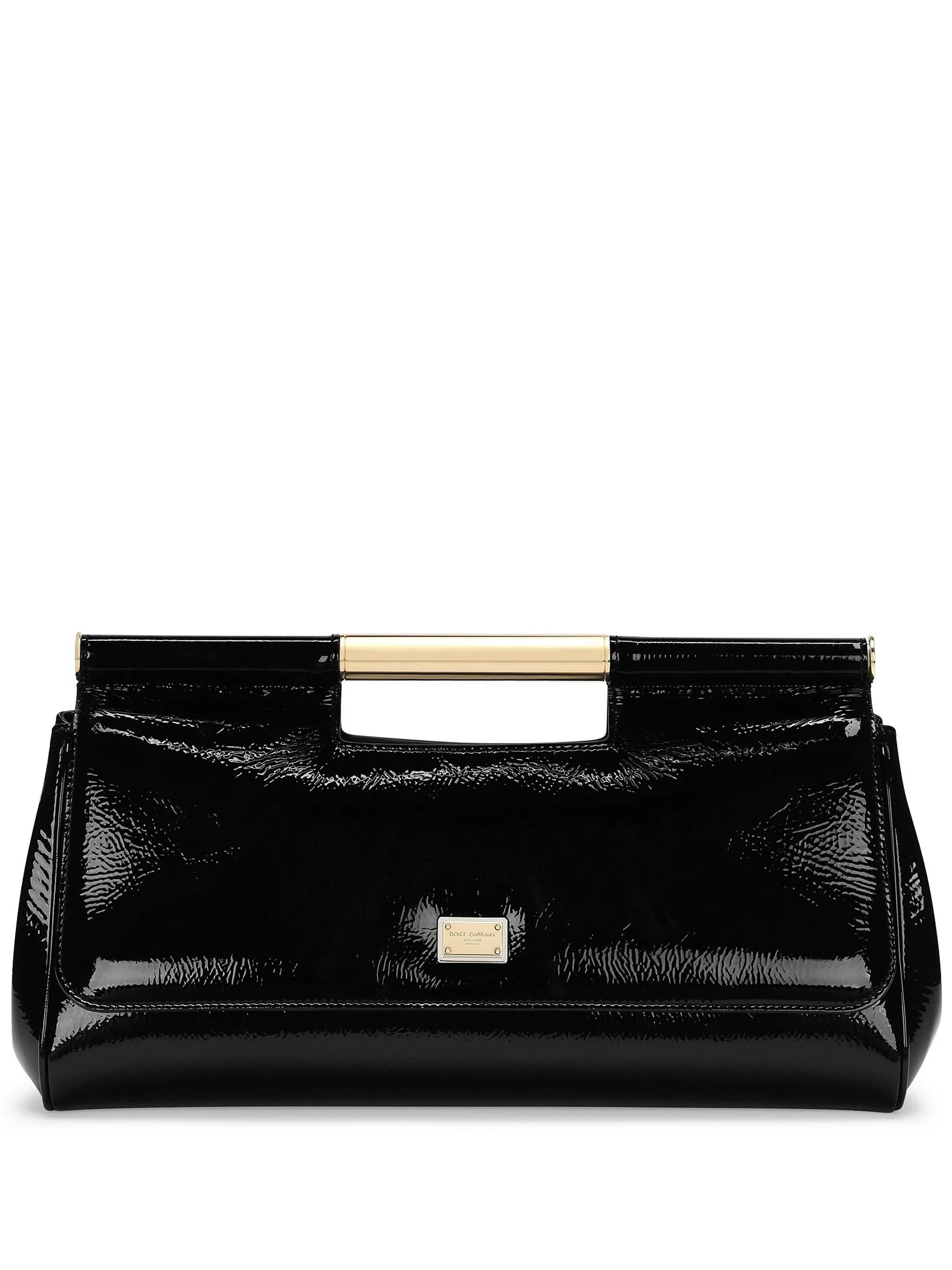 patent-leather clutch bag