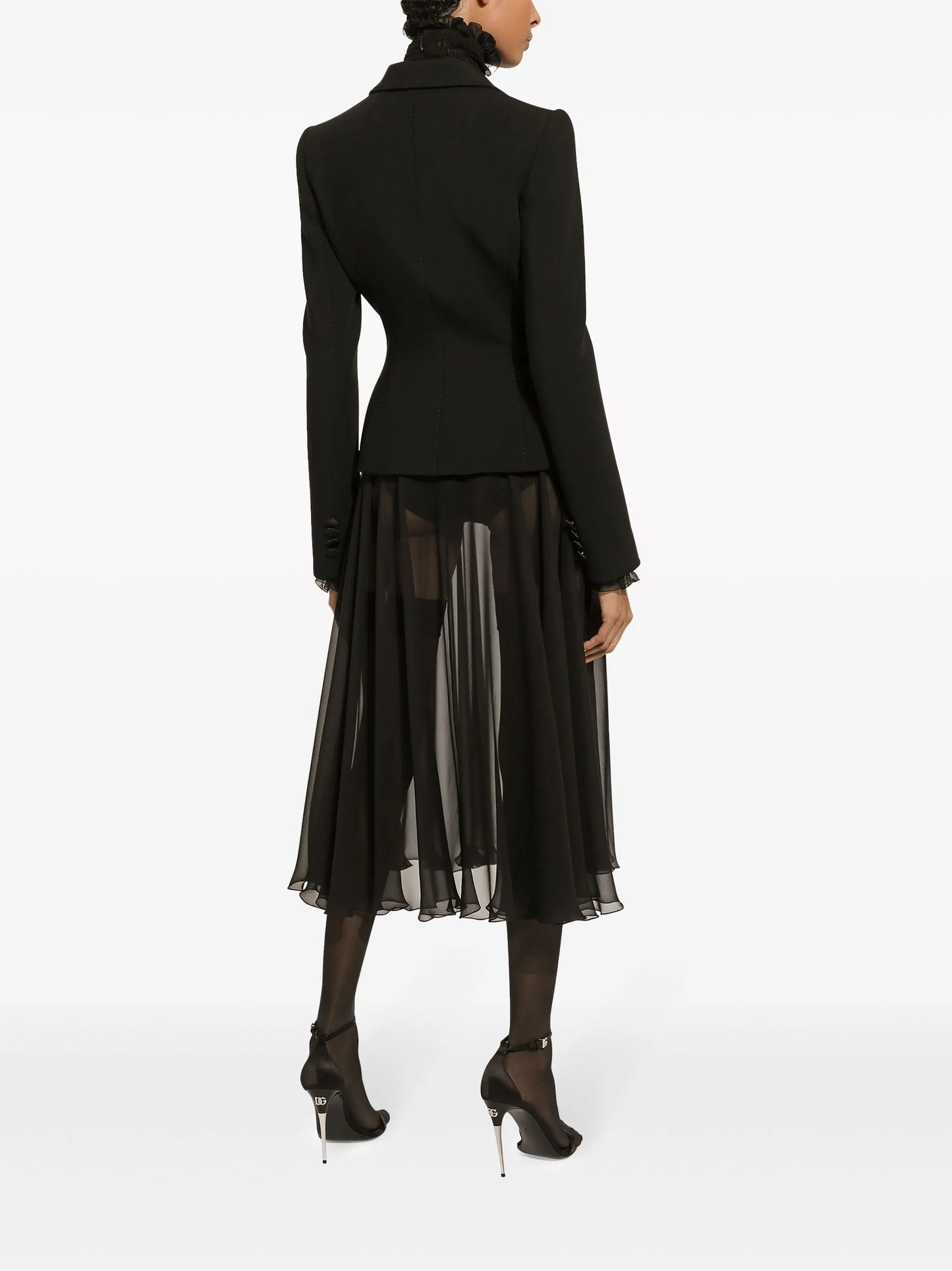 silk chiffon pleated midi skirt