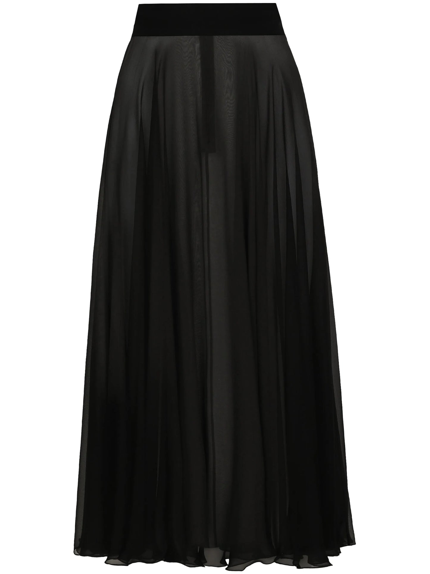 silk chiffon pleated midi skirt