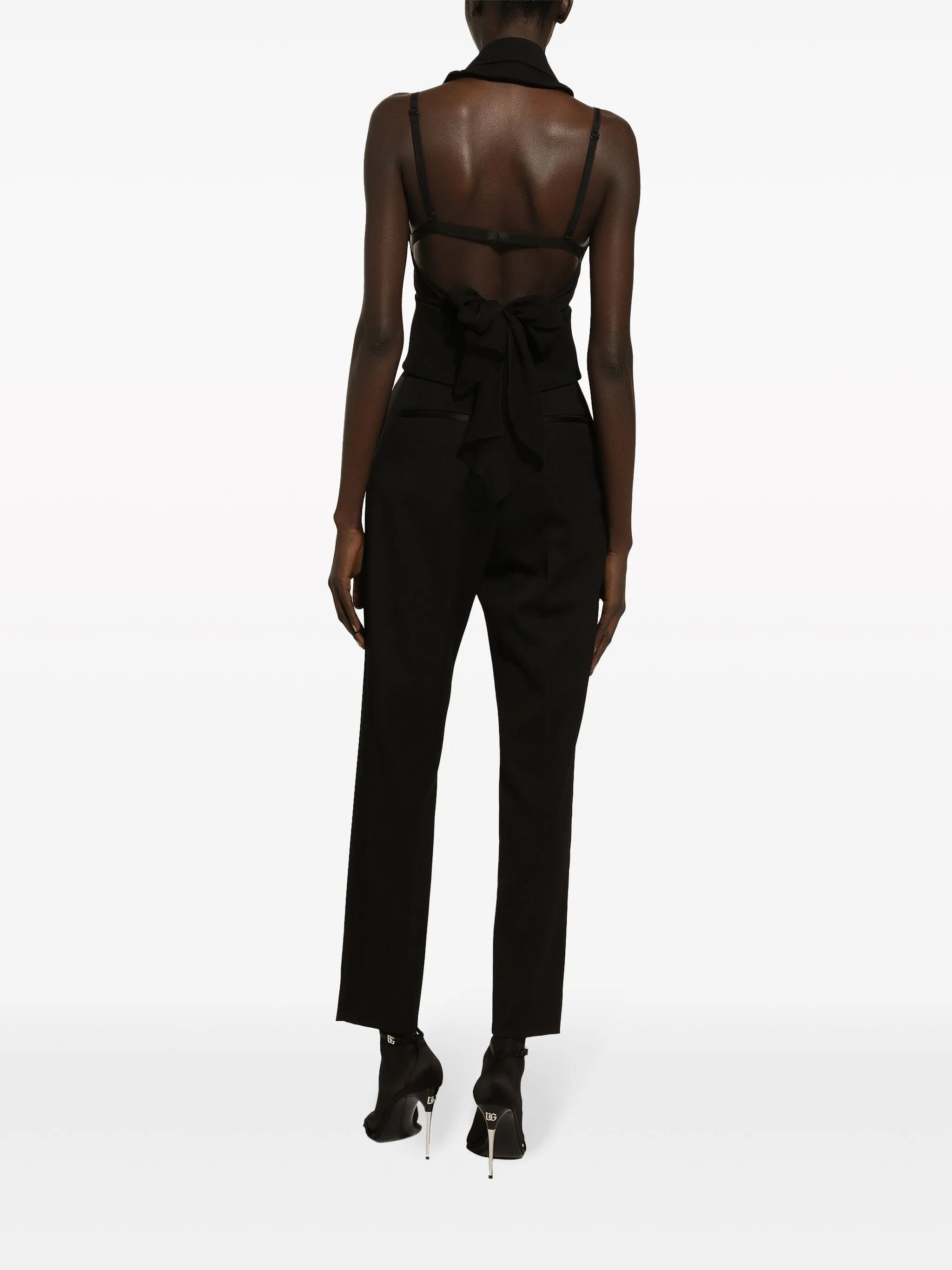 floral-appliqué silk scarf top