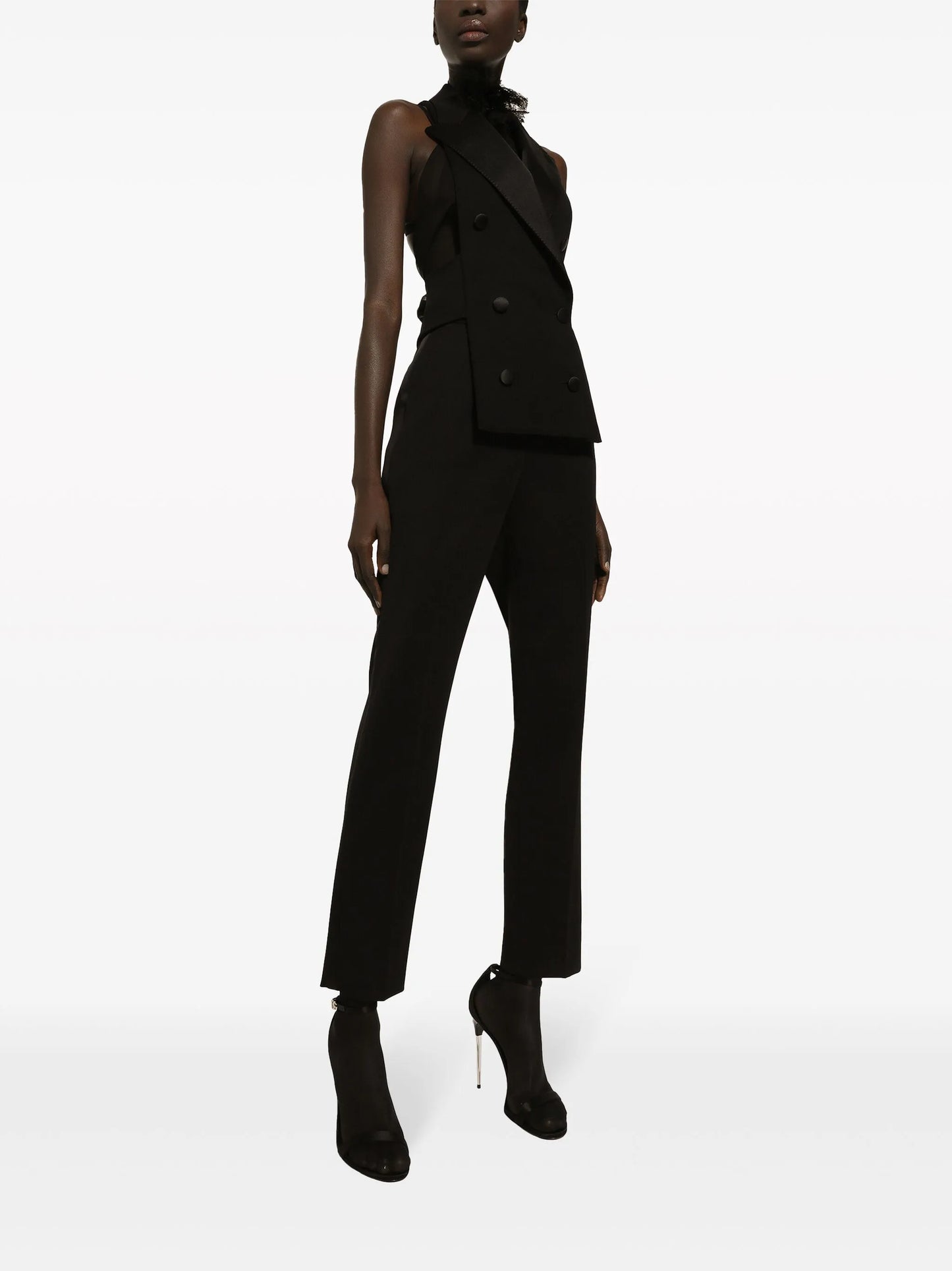 floral-appliqué silk scarf top