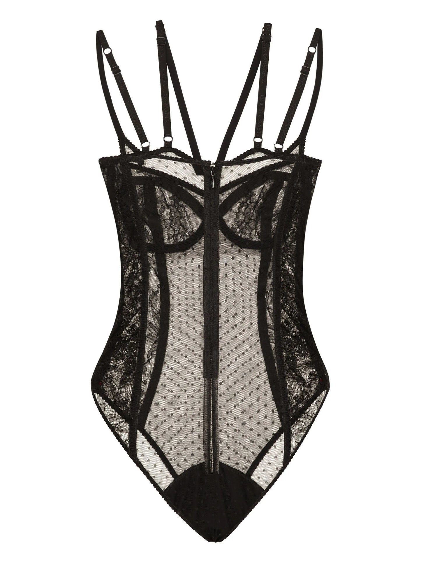 floral-lace semi-sheer bodysuit