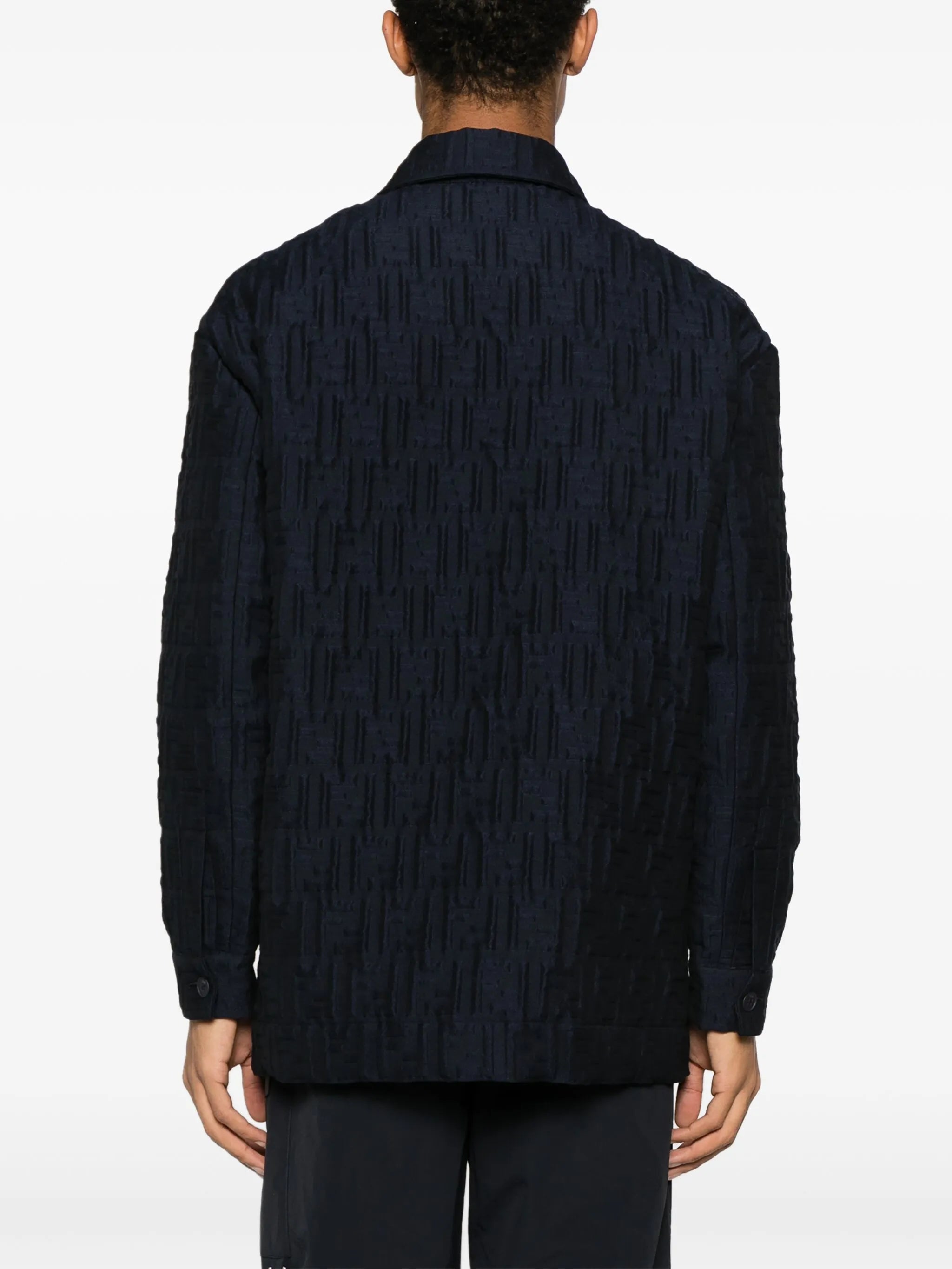 FF-embossed padded shirt jacket