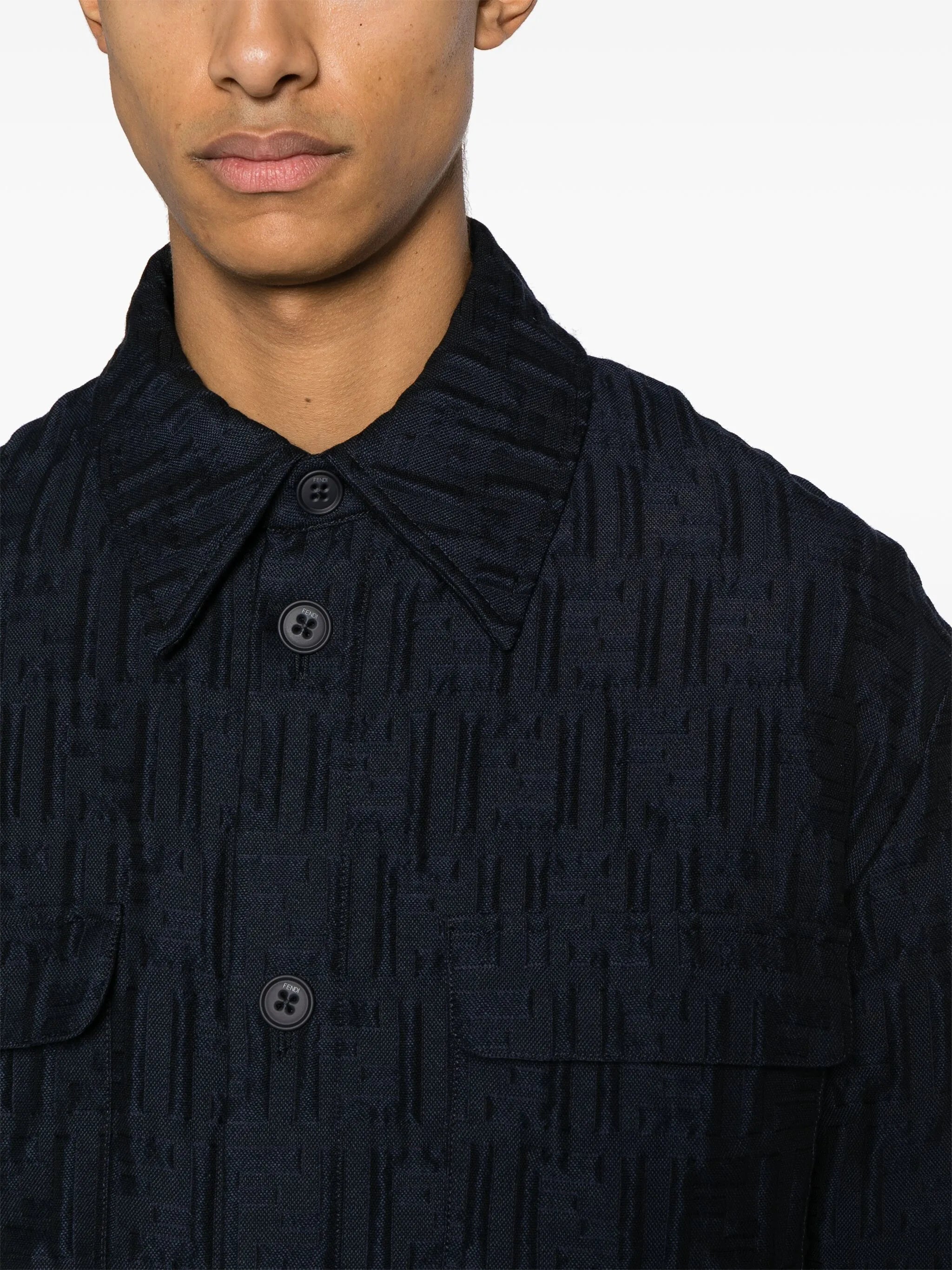 FF-embossed padded shirt jacket
