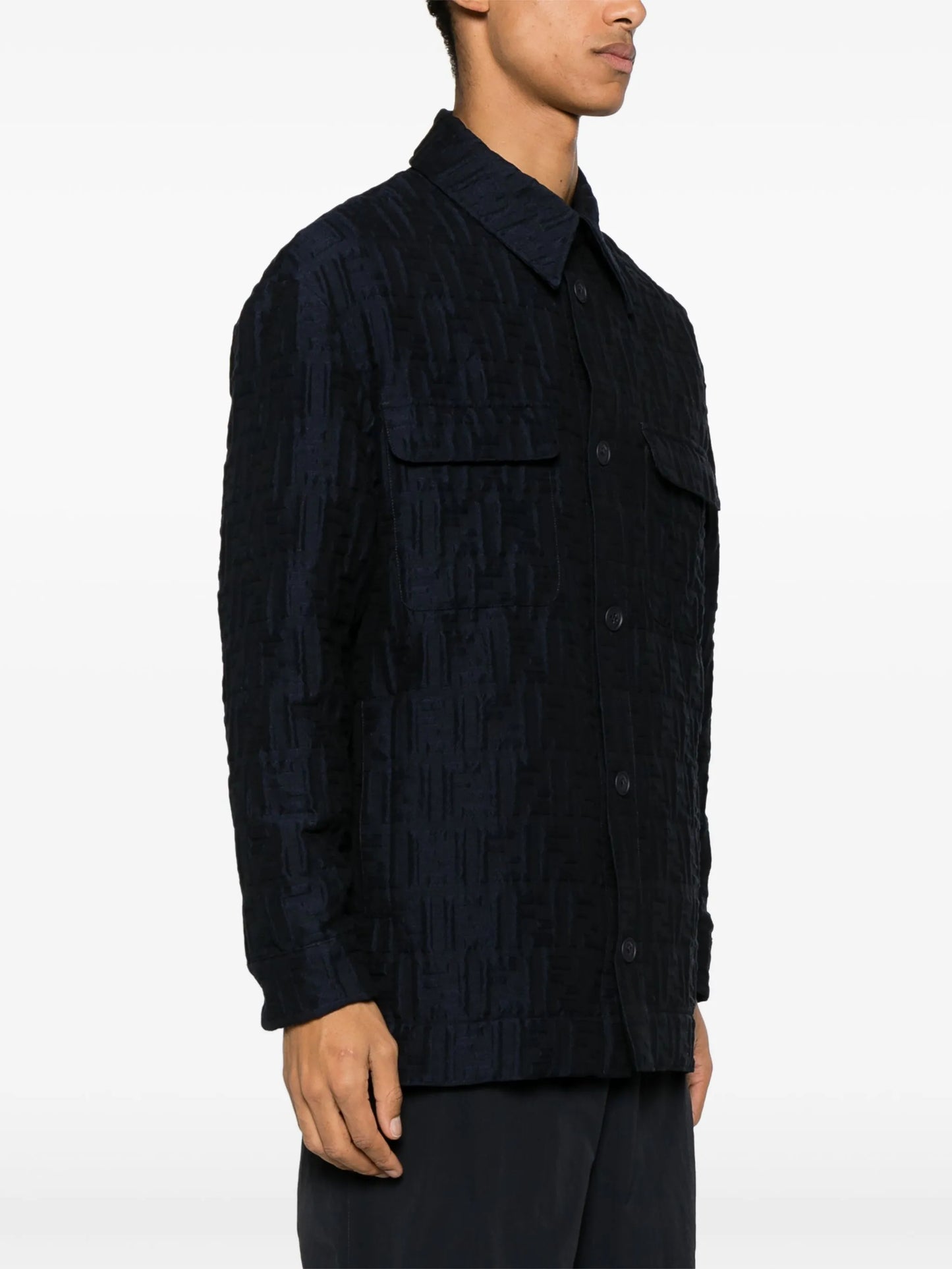 FF-embossed padded shirt jacket