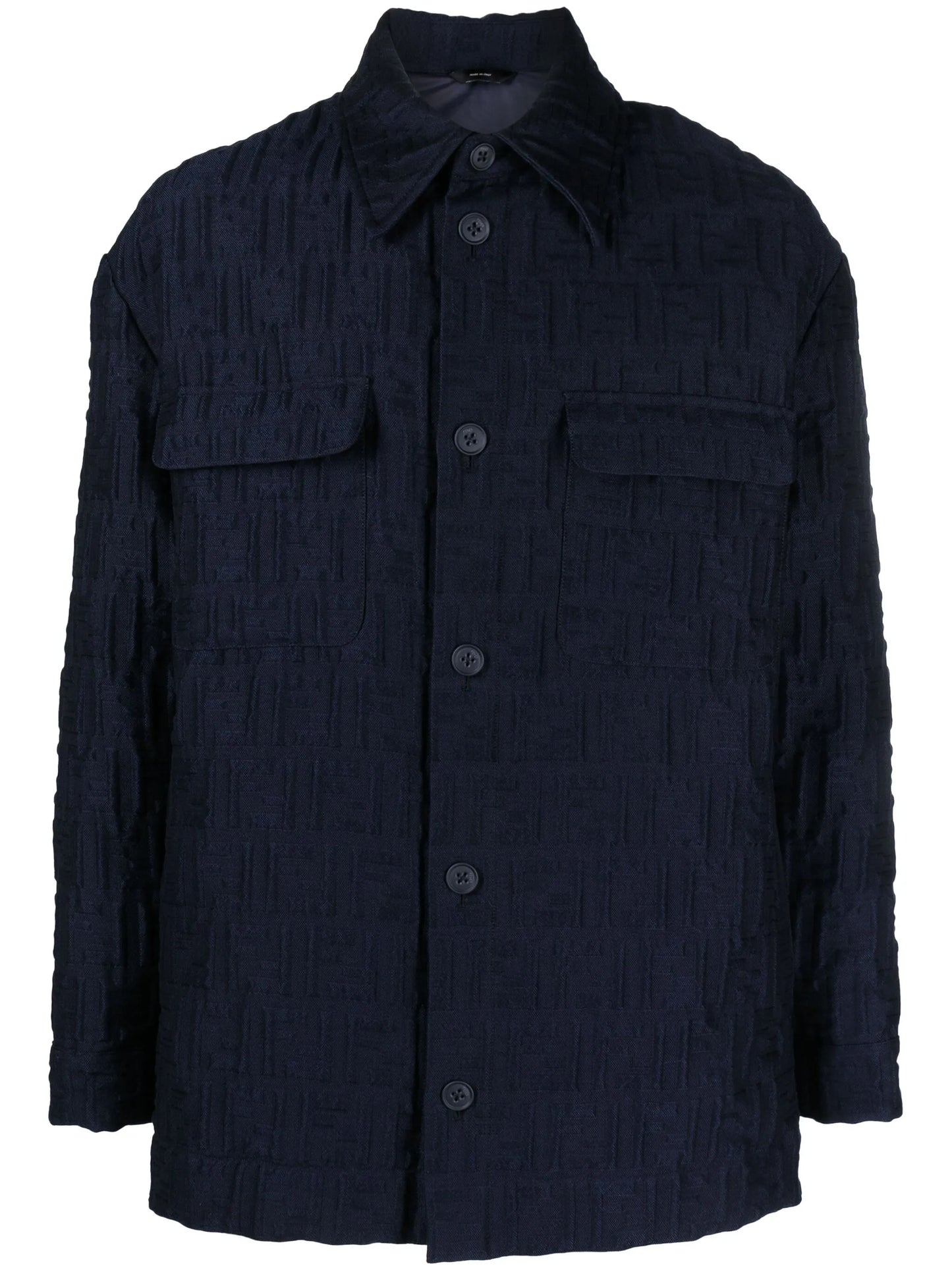 FF-embossed padded shirt jacket