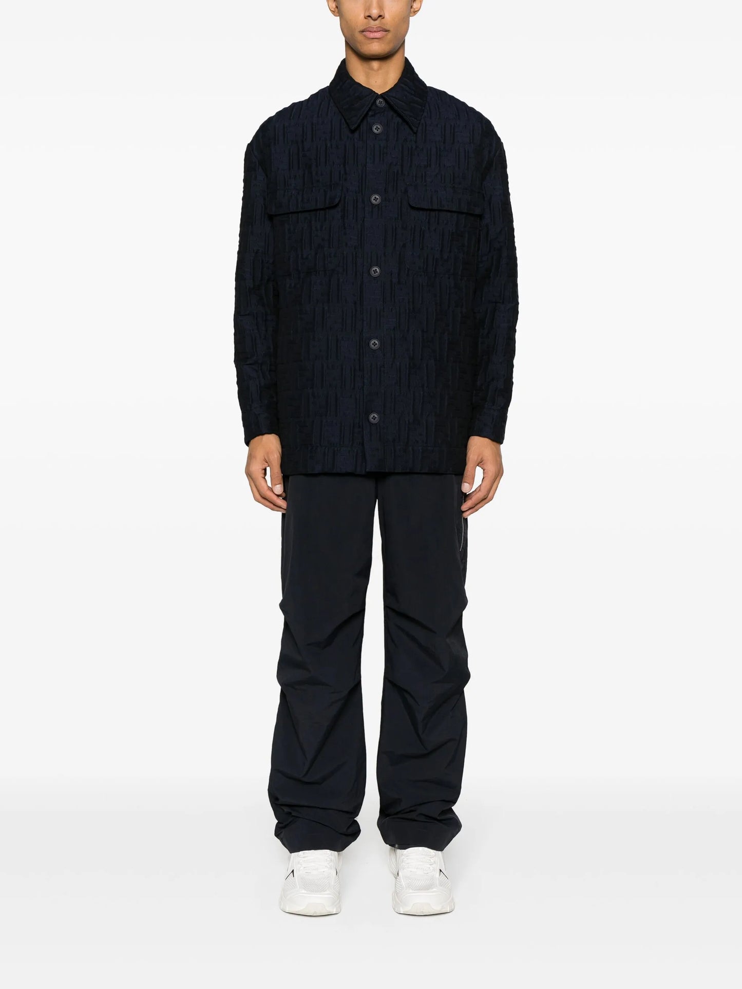 FF-embossed padded shirt jacket