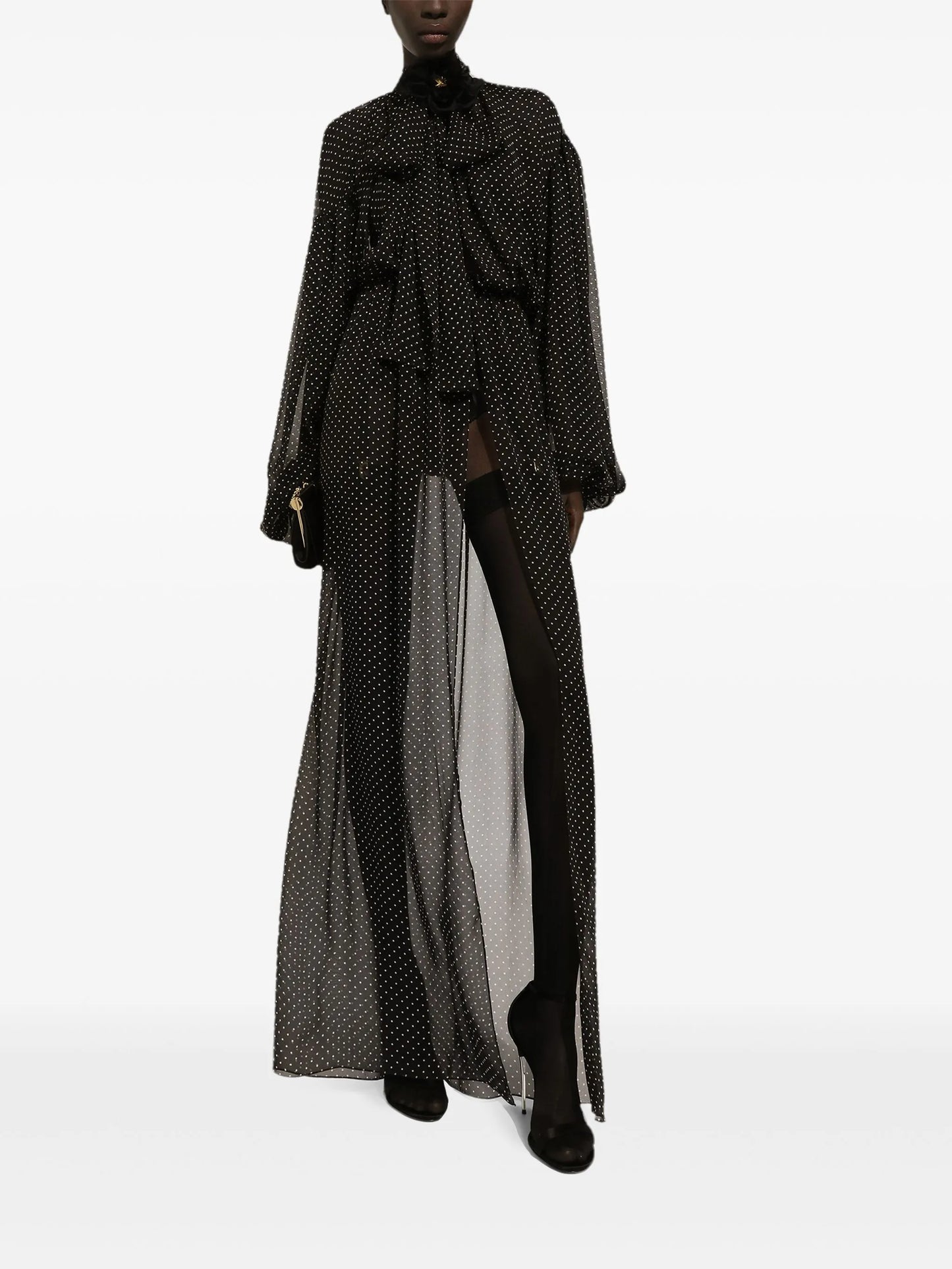 polka-dot print maxi dress
