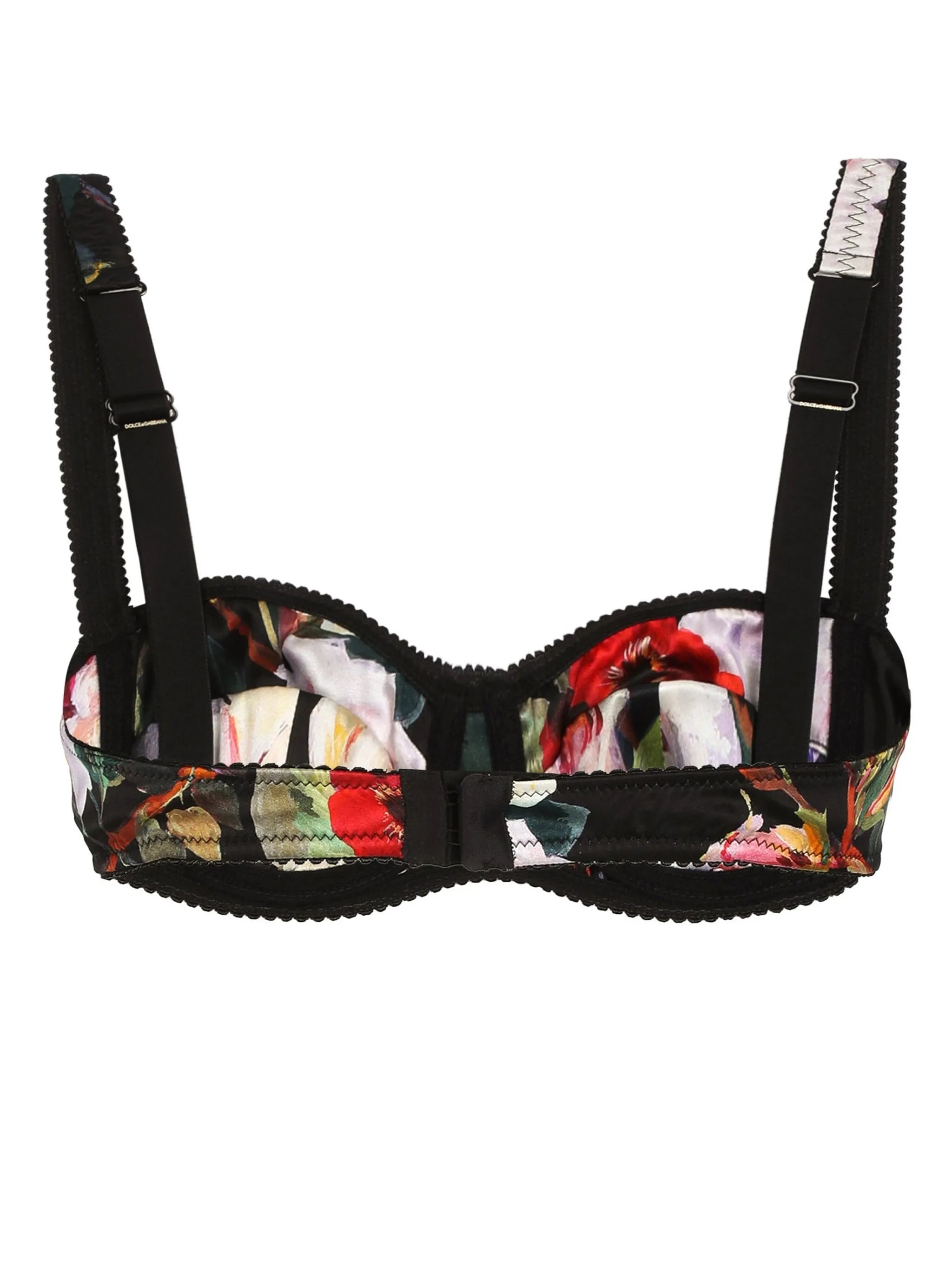 floral-print silk balconette bra