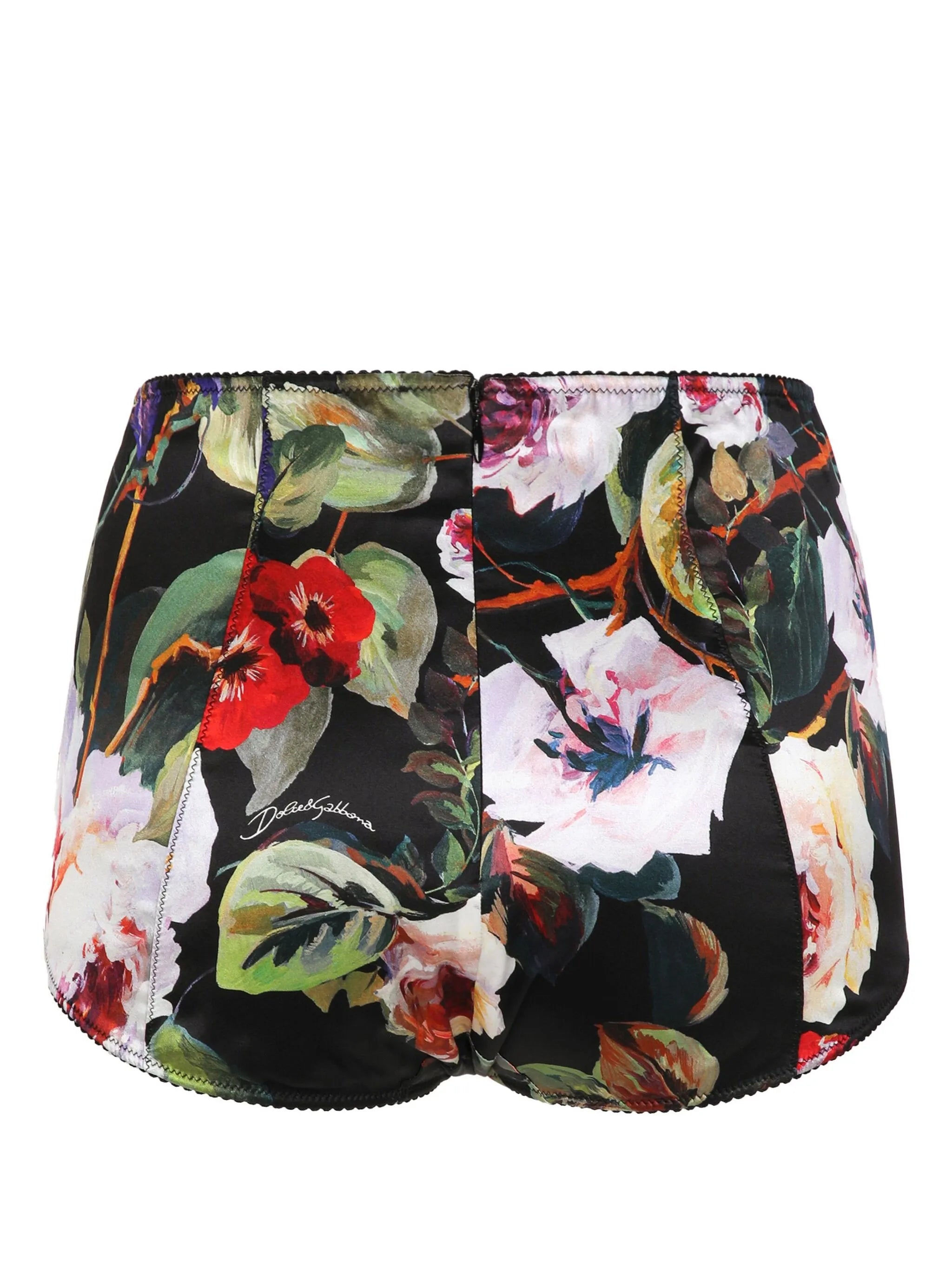 floral-print silk blend briefs