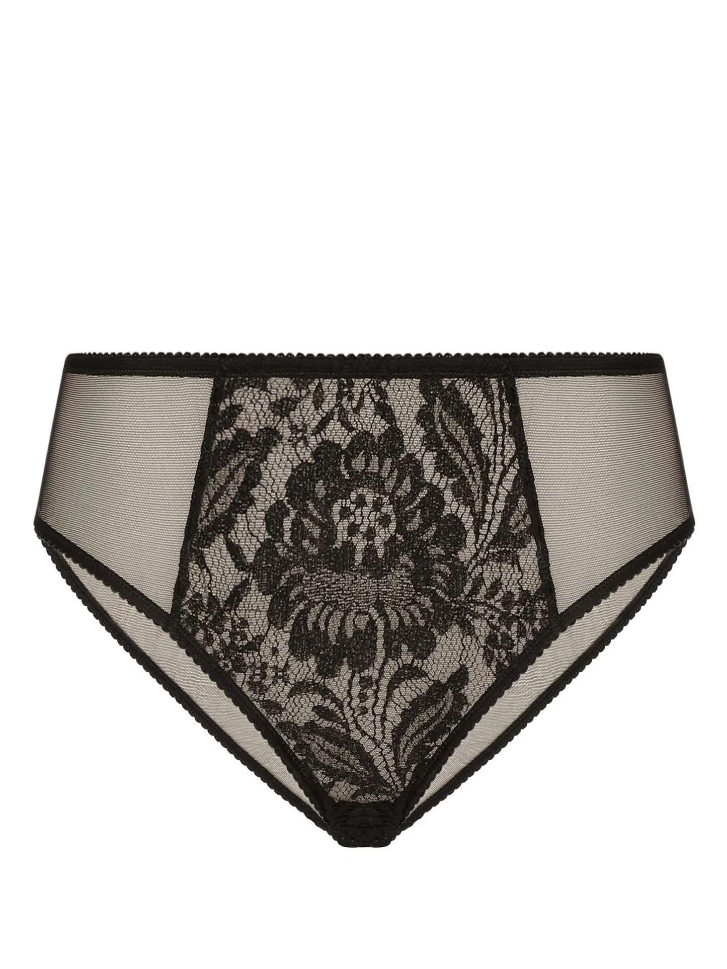 floral-lace virgin wool briefs