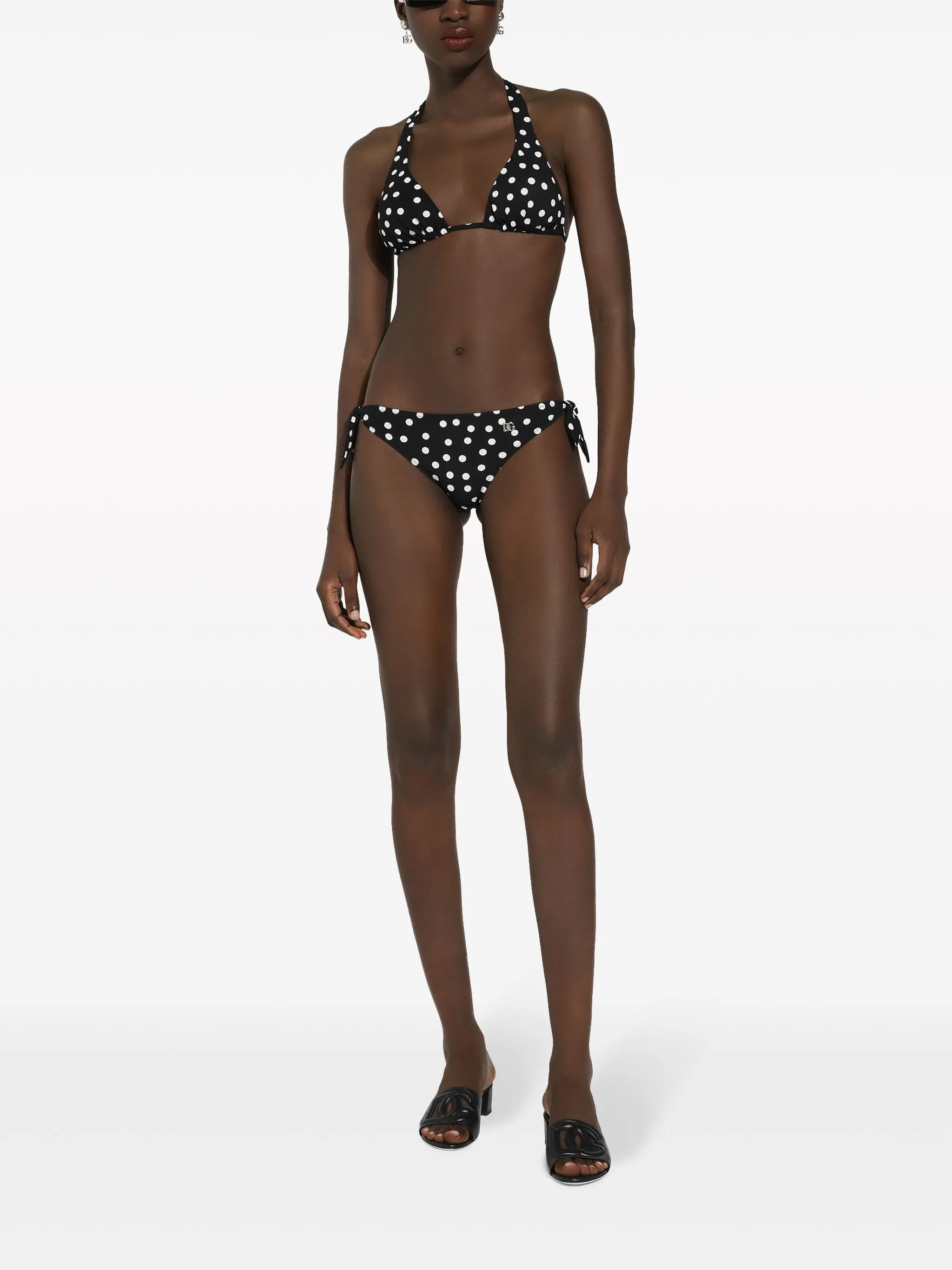 polka dot-print triangle bikini set
