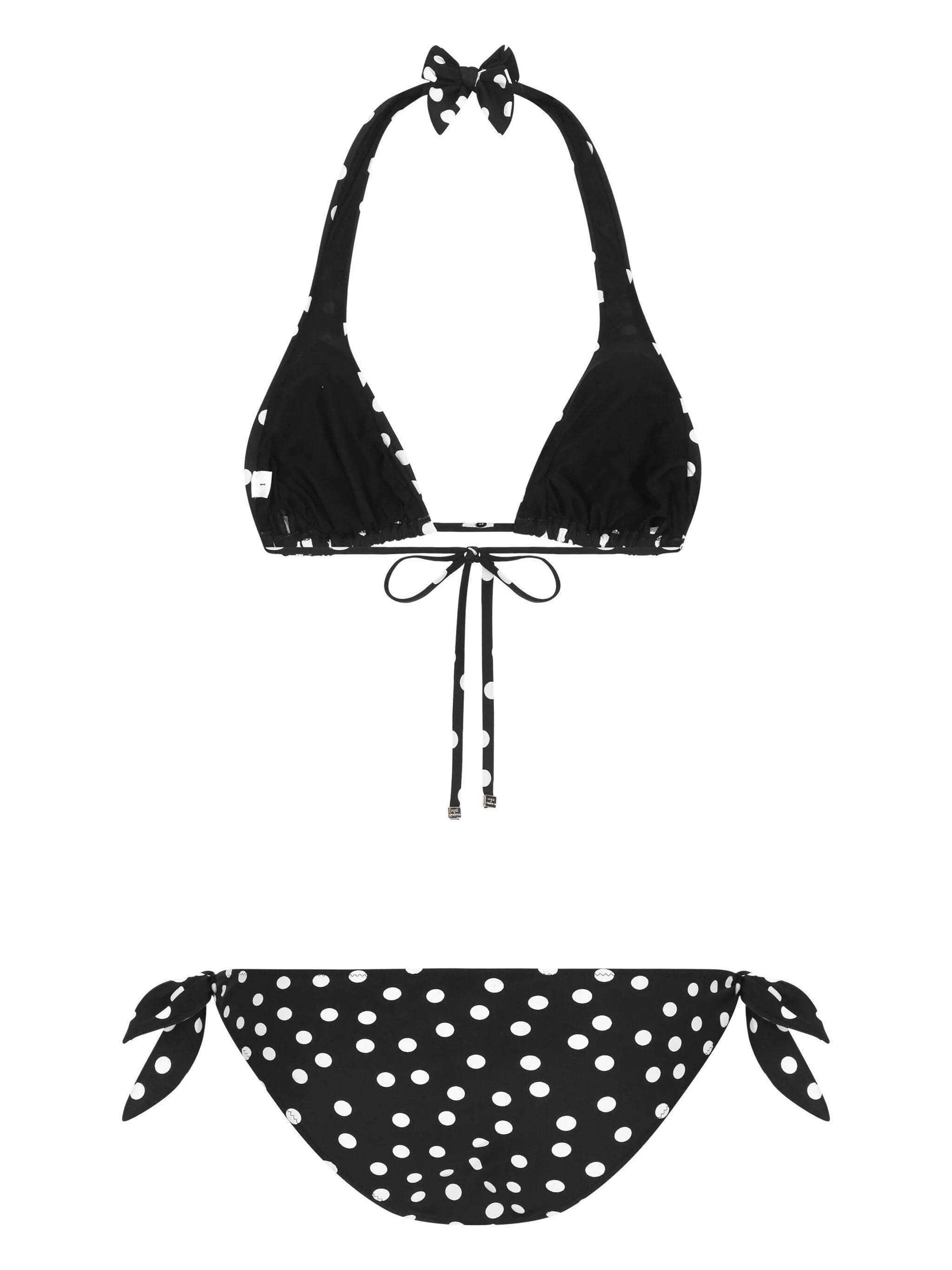 polka dot-print triangle bikini set