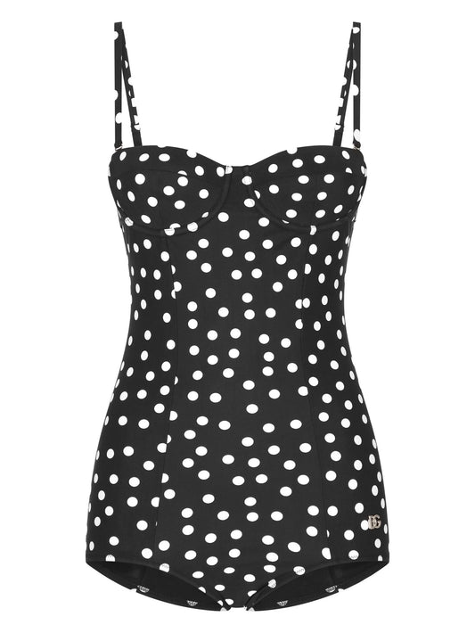 polka-dot balconette swimsuit