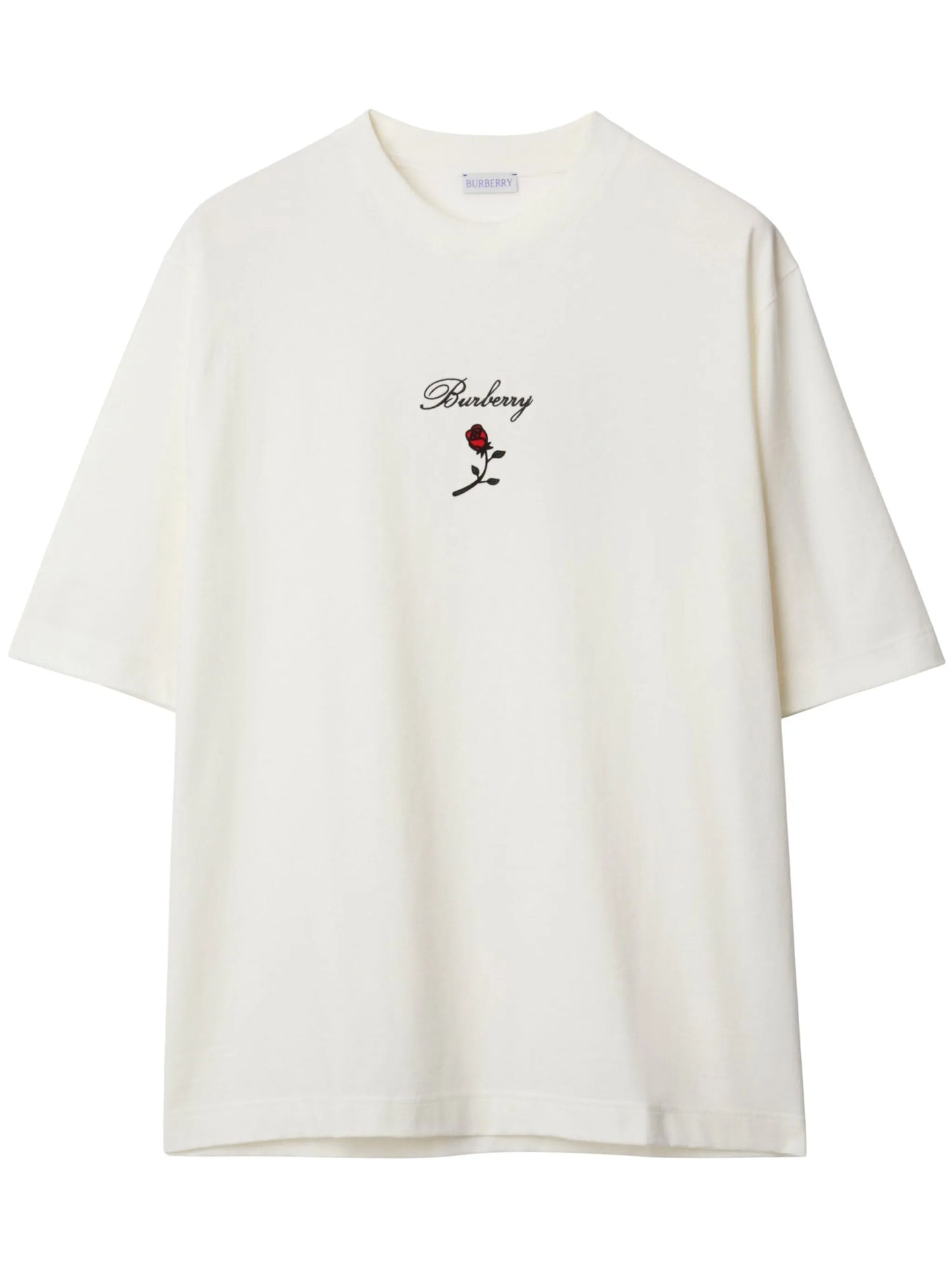 Rose flocked cotton T-shirt