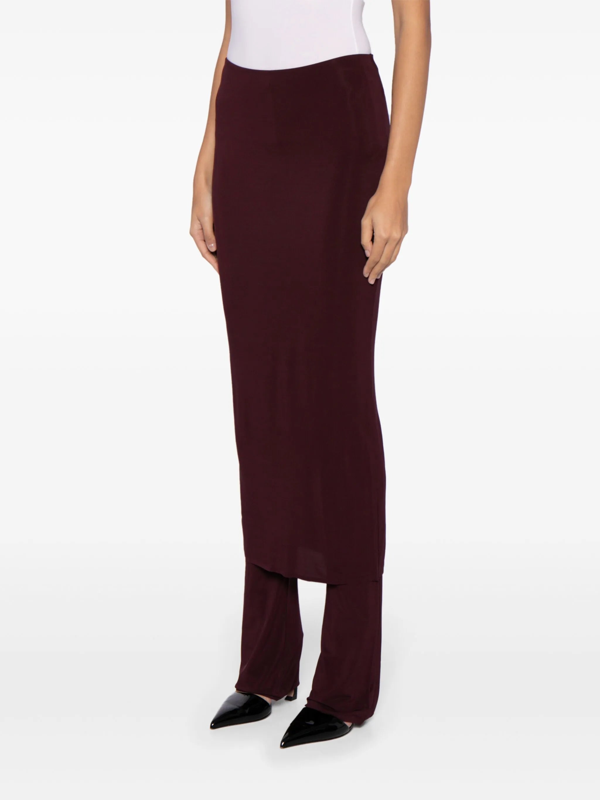 layered skirt trousers