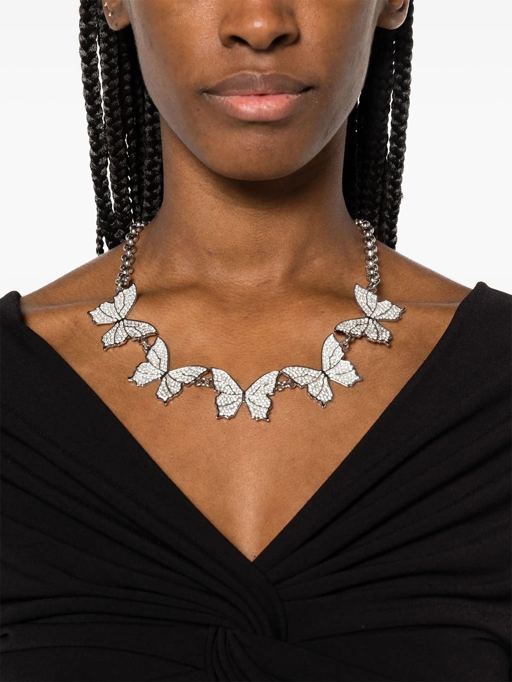 crystal-embellished butterfly-charms necklace
