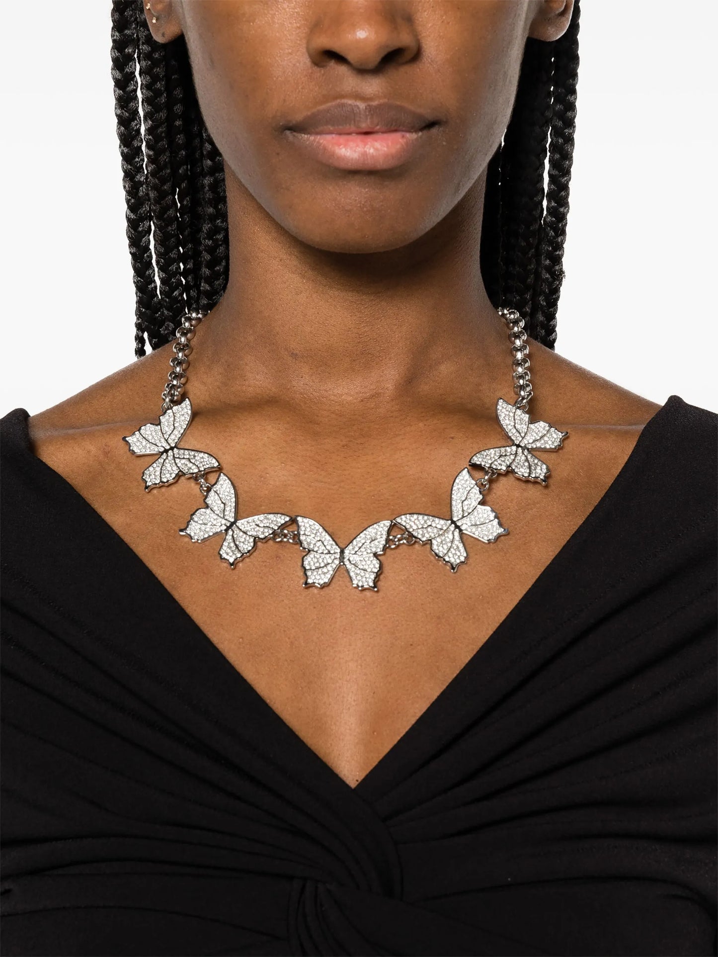 crystal-embellished butterfly-charms necklace