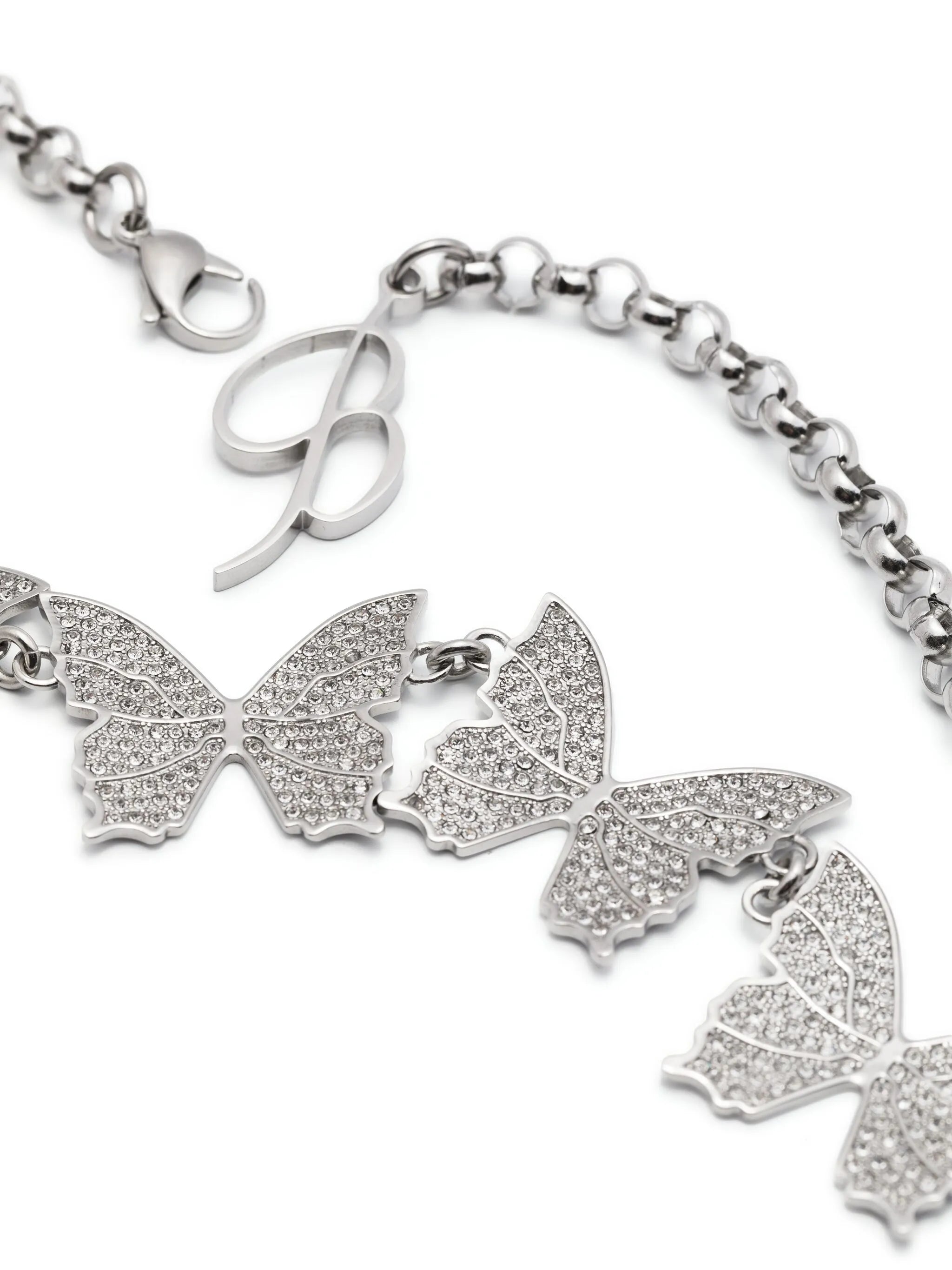 crystal-embellished butterfly-charms necklace
