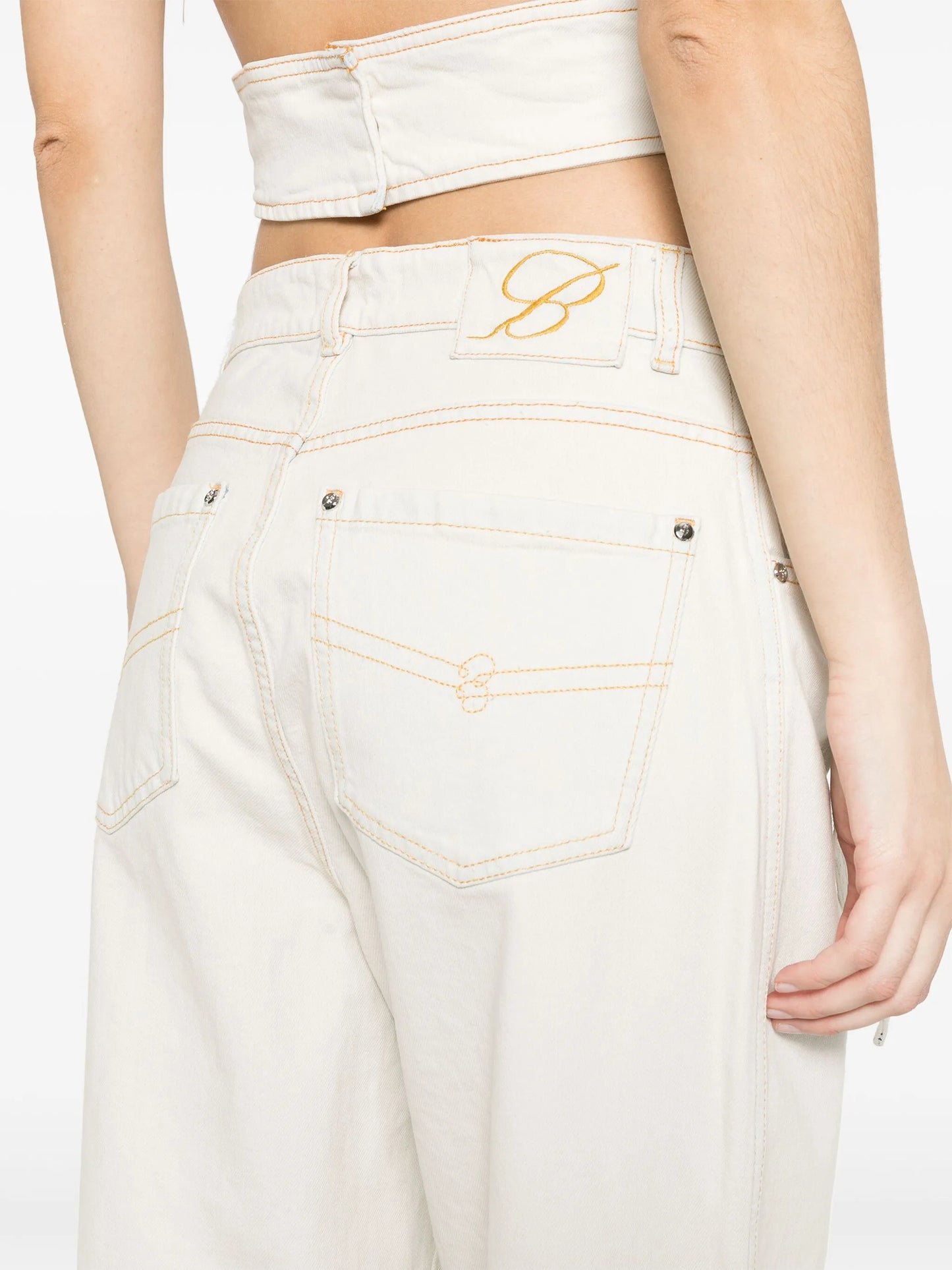 bleach-wash boyfriend jeans