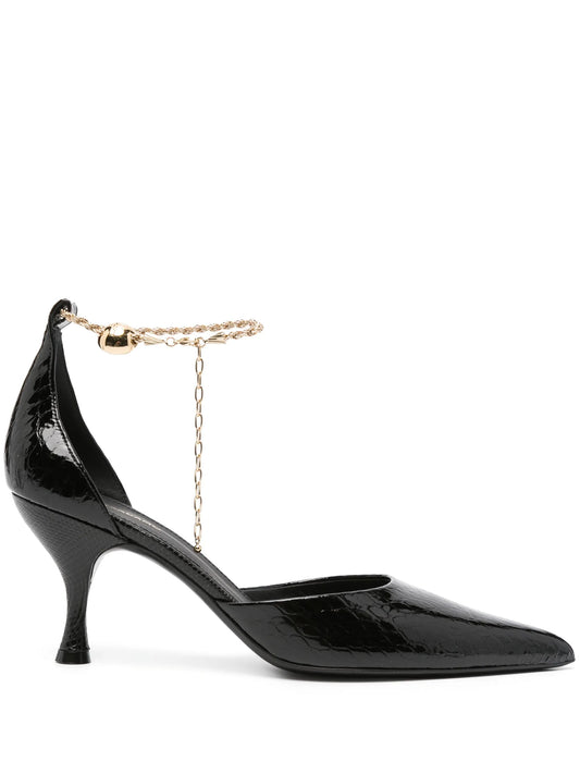 80mm logo-engraved leather pumps