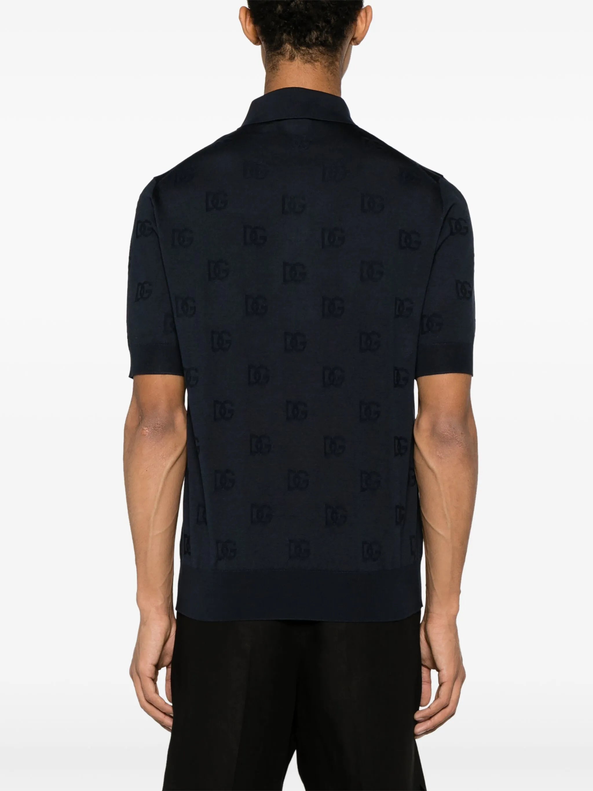 logo-jacquard silk polo shirt